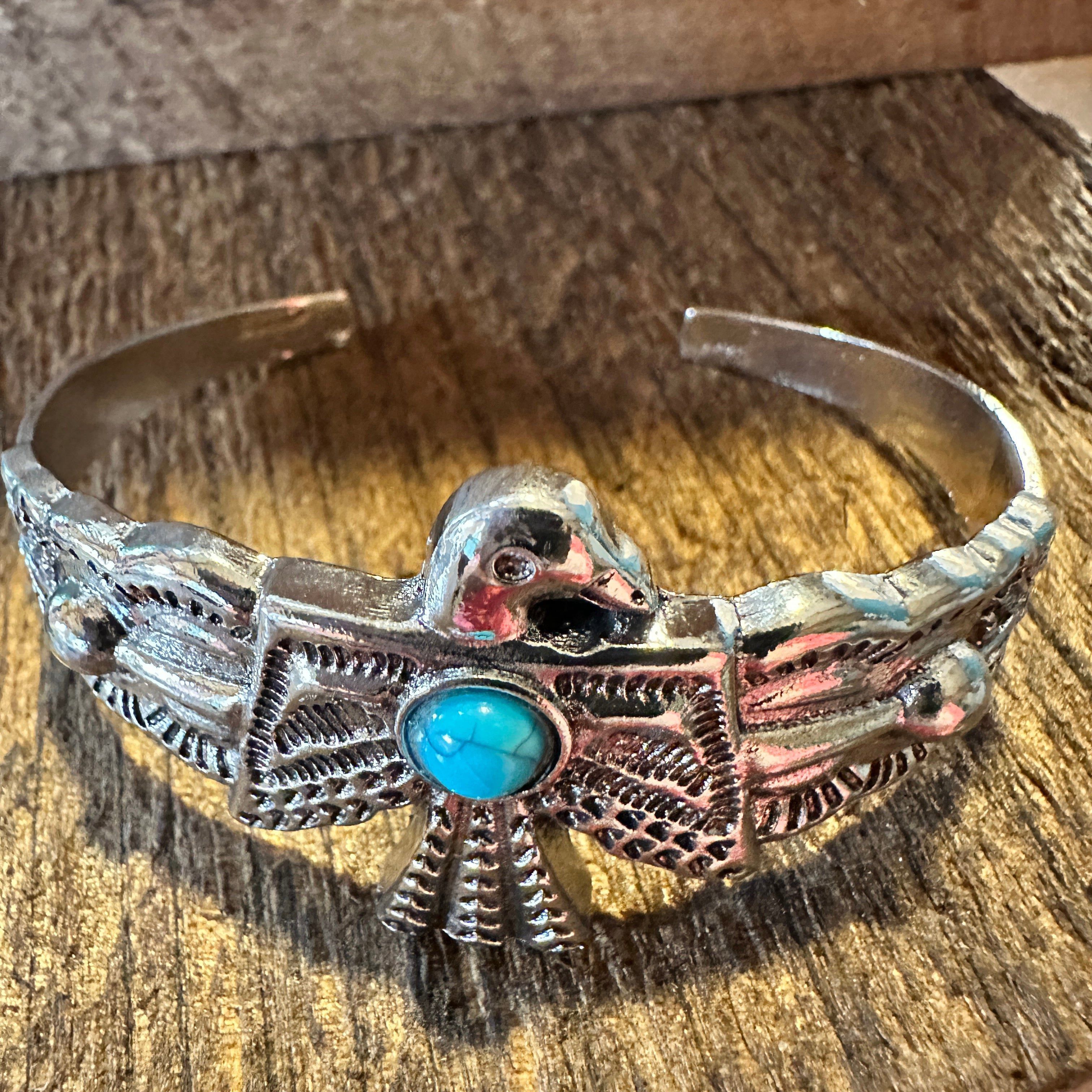 Other Vintage Bohemian Thunderbird Bangle Bracelet with Turquoise Size ONE SIZE - 2 Thumbnail