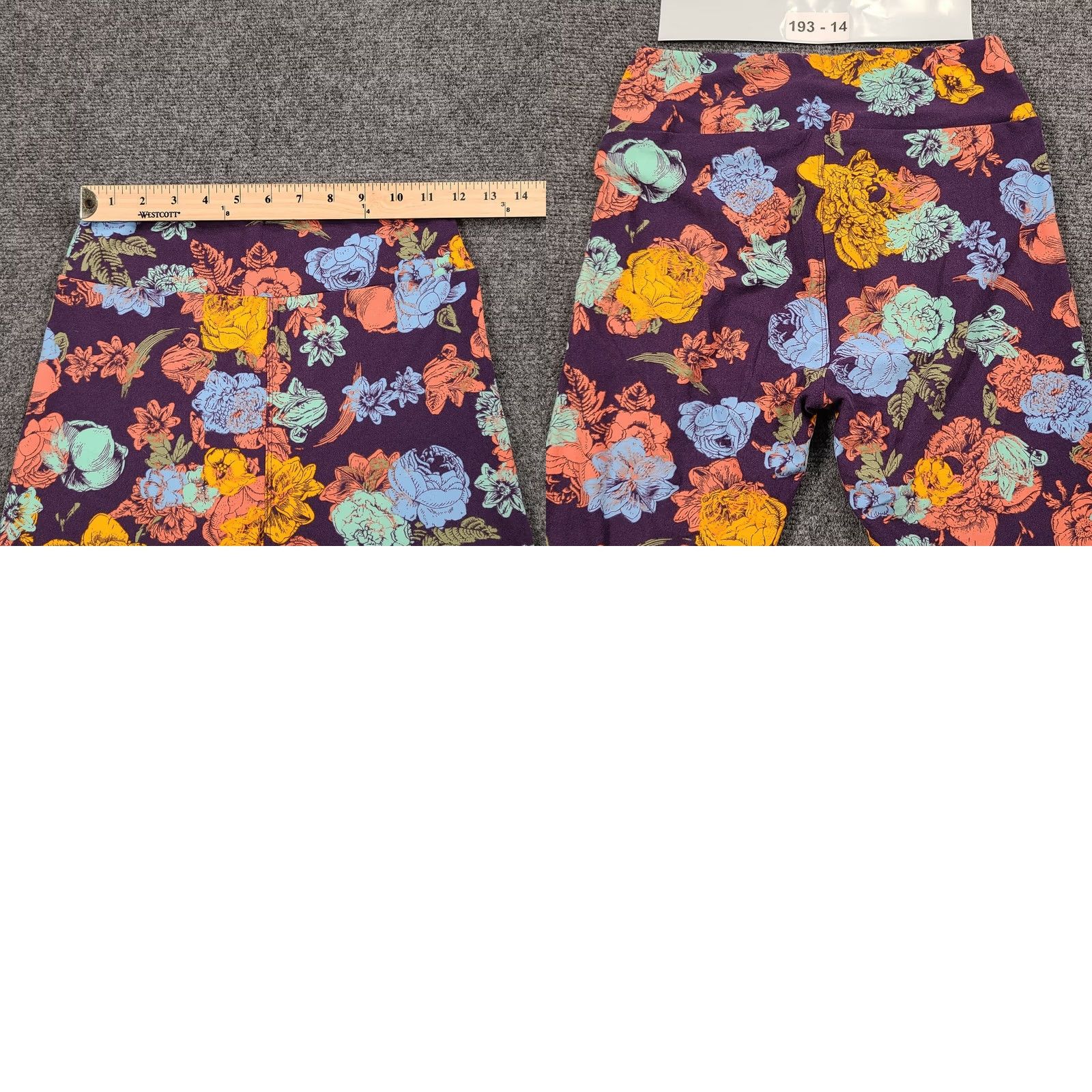 Vintage LulaRoe Leggings Womens One Size Purple Floral Mid-Rise Skinny Stretch Pull On Size 42" / US 20 - 8 Thumbnail