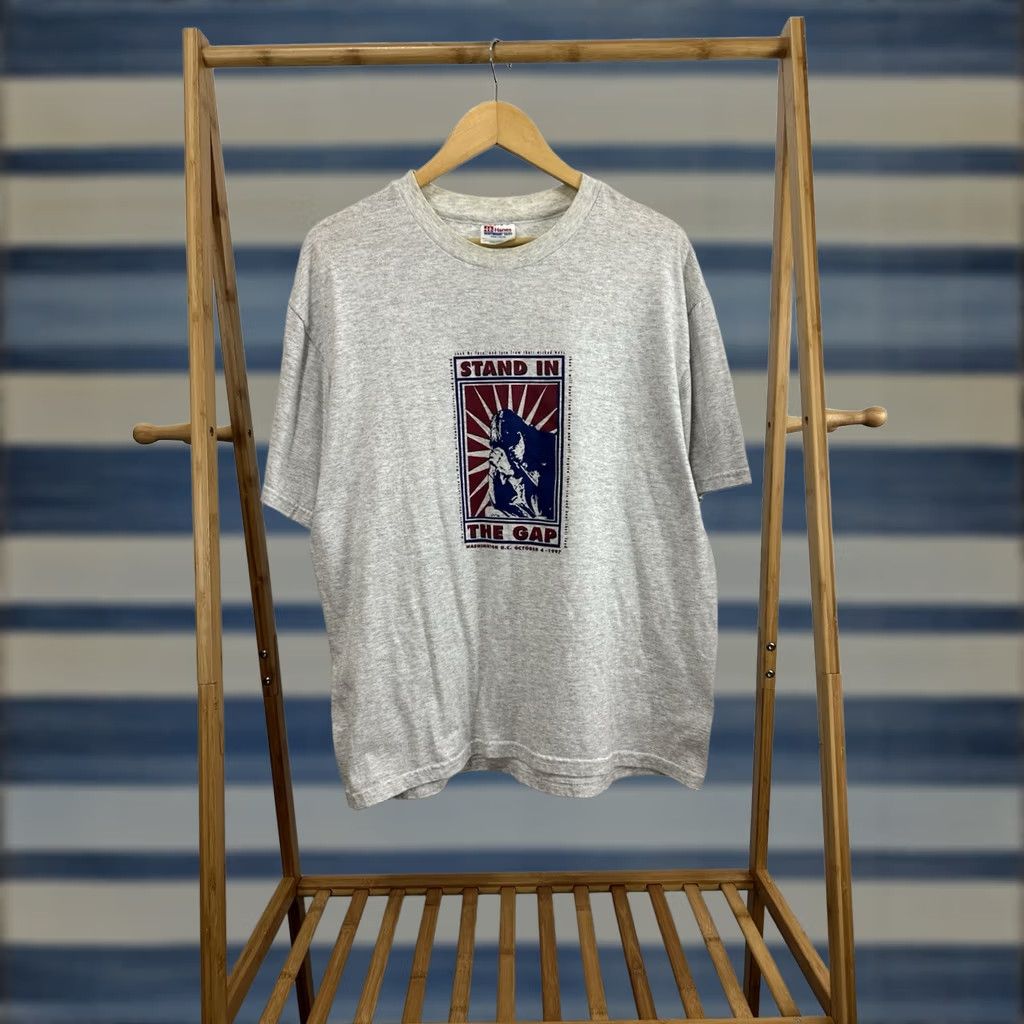 Hanes VTG 90s Stand In The Gap Washington DC Jesus Christian Worship T-Shirt L Hanes Heather Gray Mens Shirt XS? Size US L / EU 52-54 / 3 - 1 Thumbnail
