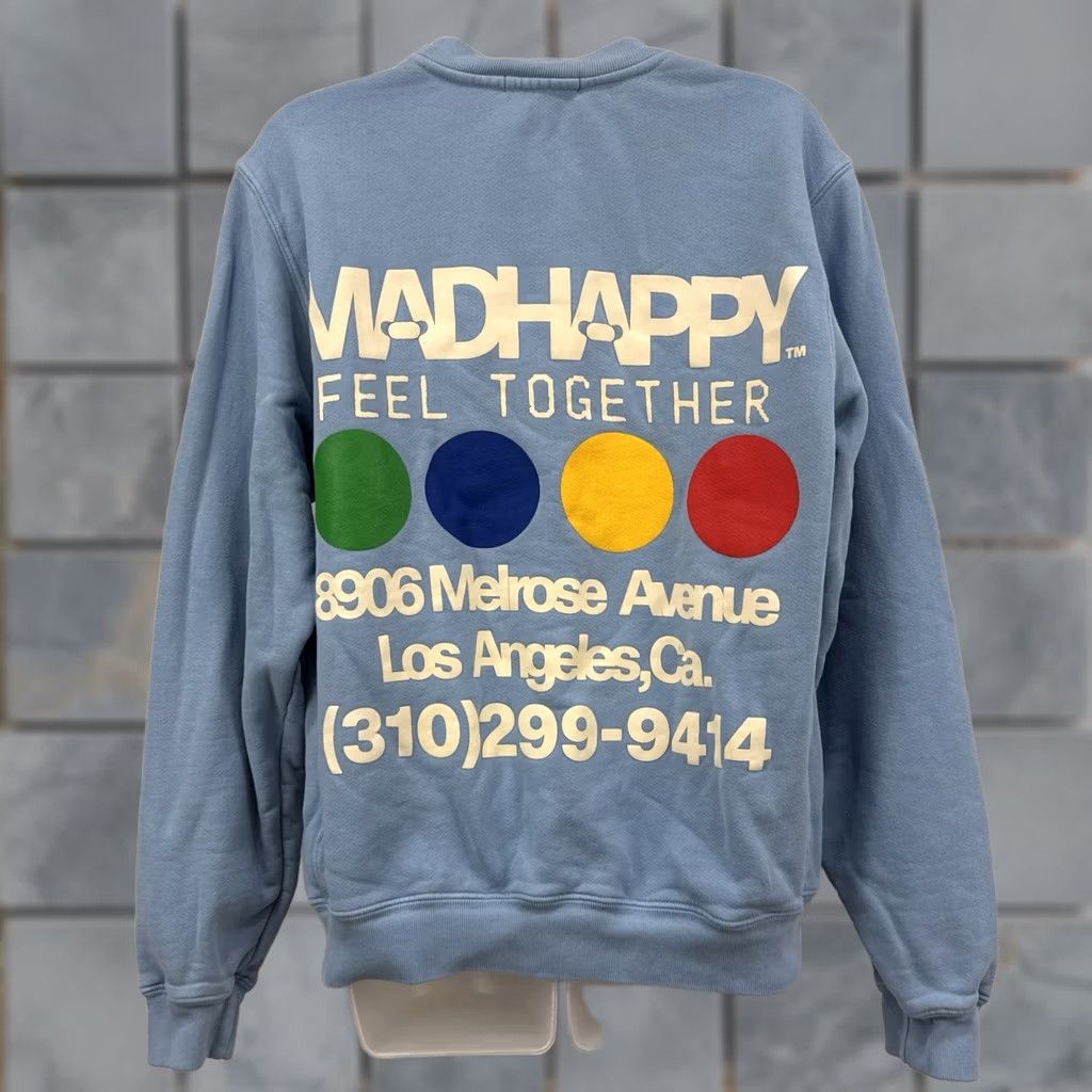 Madhappy West Hollywood Melrose Exclusive Capsule Dots Fleece Sweatshirt S Women Blue Pullover 100% Cotton Xs, Women's