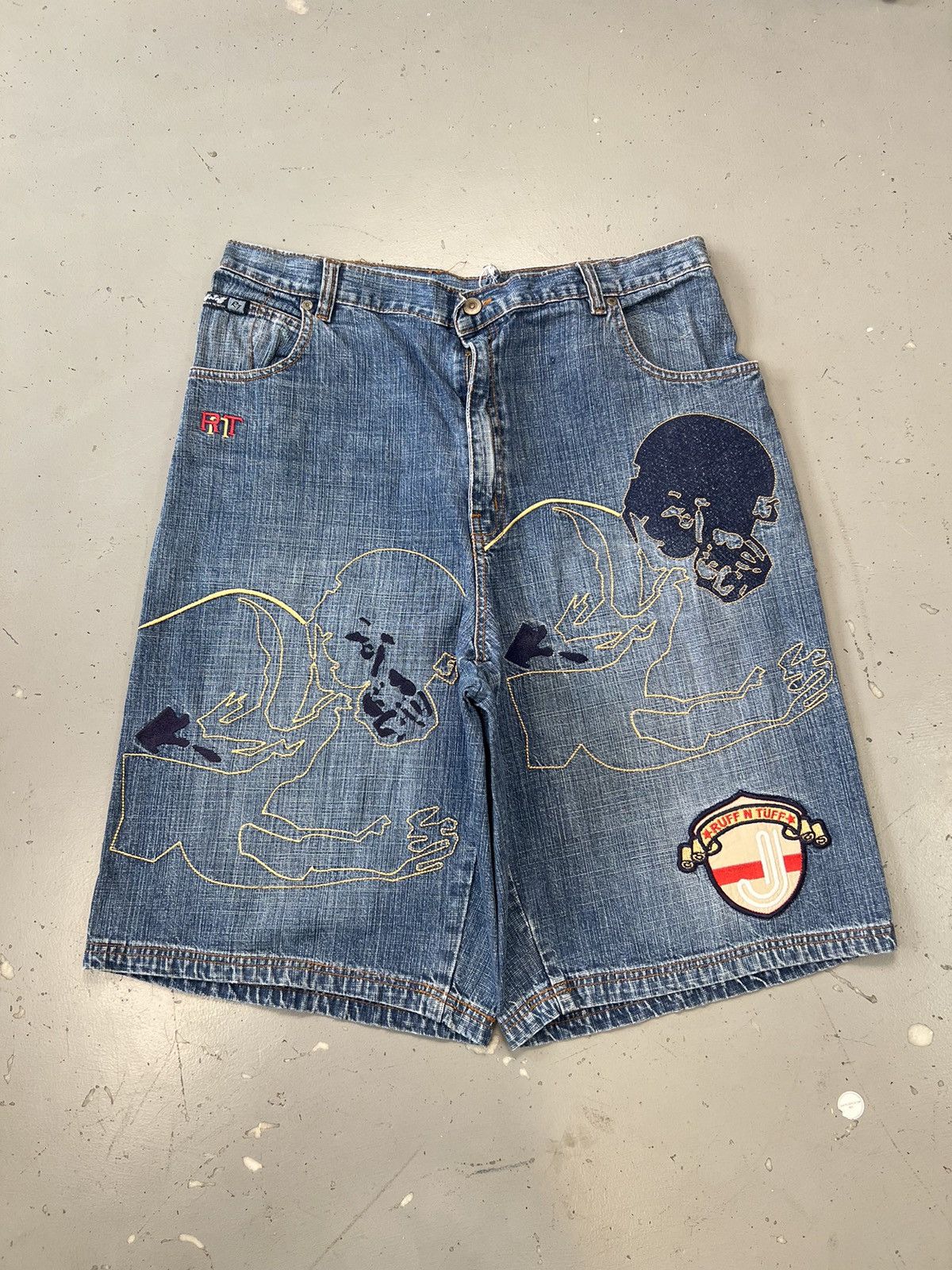 Vintage Vintage Y2K crazy embroidered jort Size US 36 / EU 52 - 1 Thumbnail