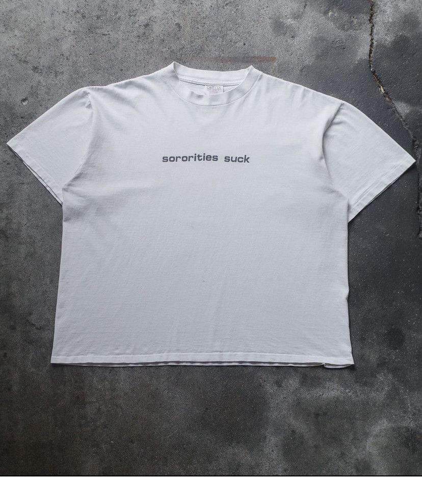 Vintage 1990S "SORORITIES SUCK" TEE Size US L / EU 52-54 / 3 - 1 Thumbnail