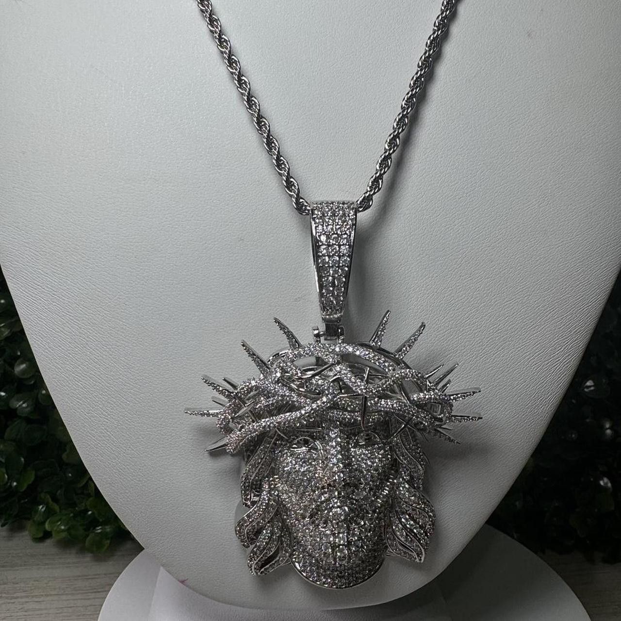 The Unbranded Brand Silver Jesus Piece With Rope 24inch Size ONE SIZE - 5 Thumbnail