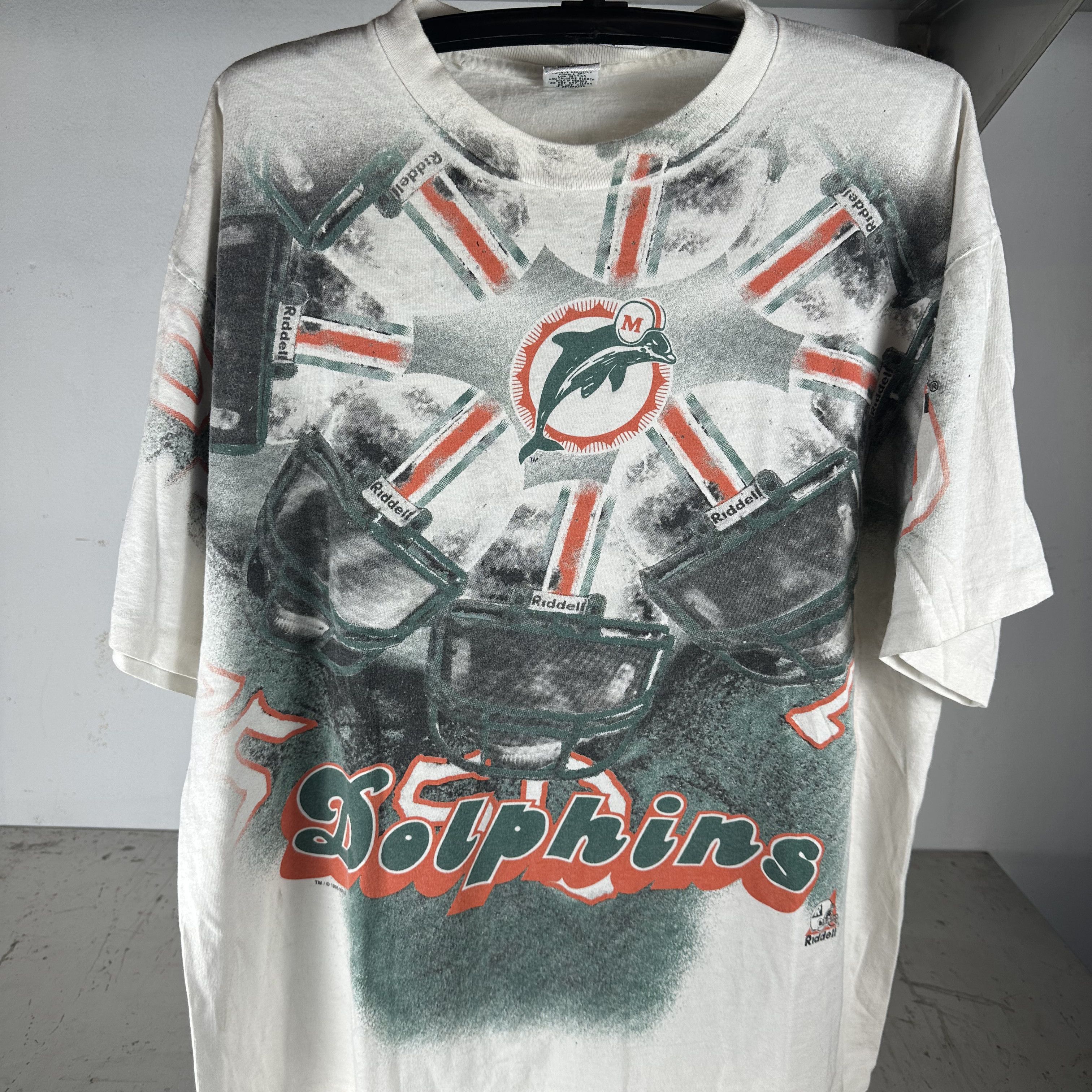 Vintage ​Vintage 1996 Miami Dolphins NFL AOP Double Sided T-shirt Size US XL / EU 56 / 4 - 2 Thumbnail