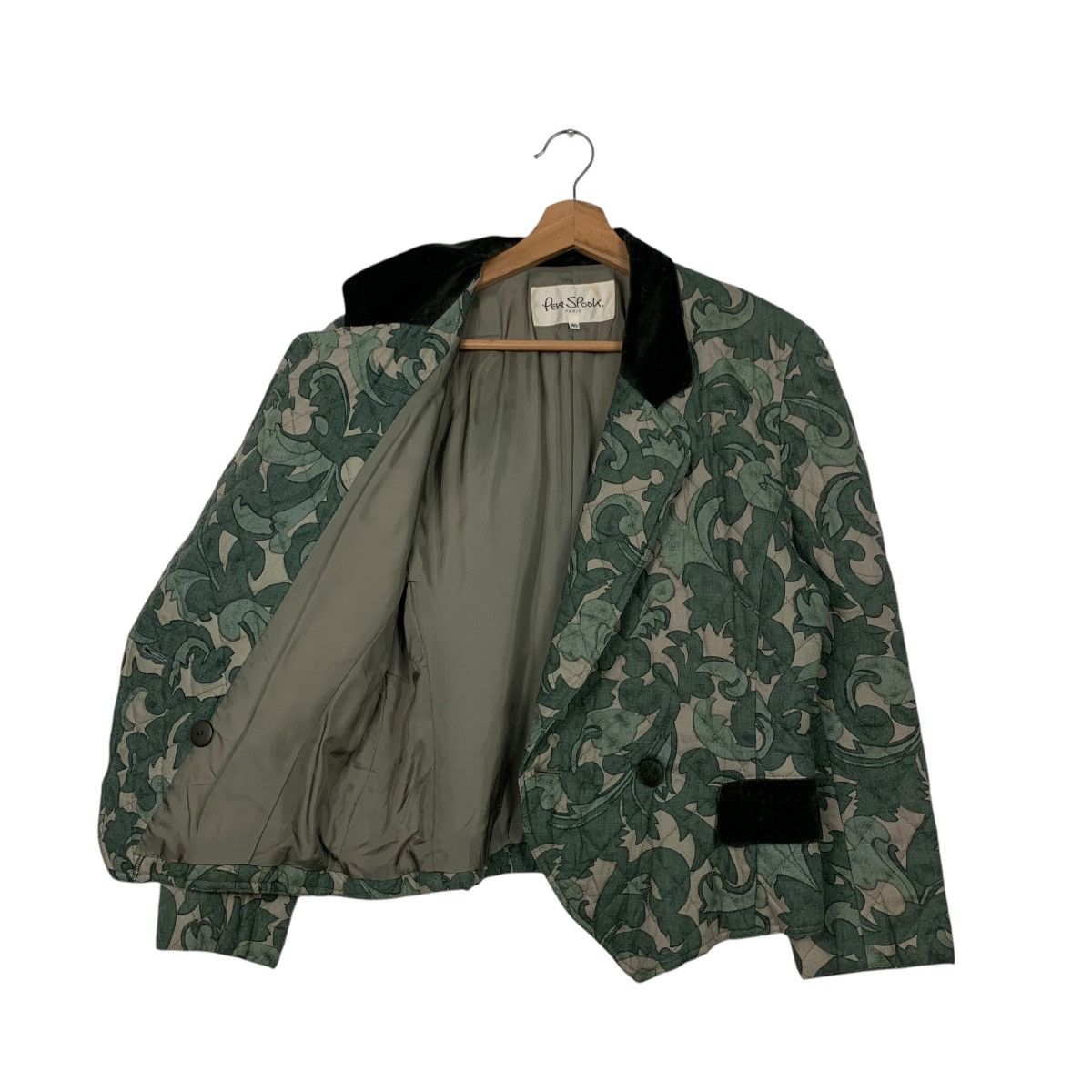Japanese Brand Vintage PER SPOOK Paris Leaf Print Quilted Jacket #2574-C116 Size S / US 4 / IT 40 - 9 Thumbnail