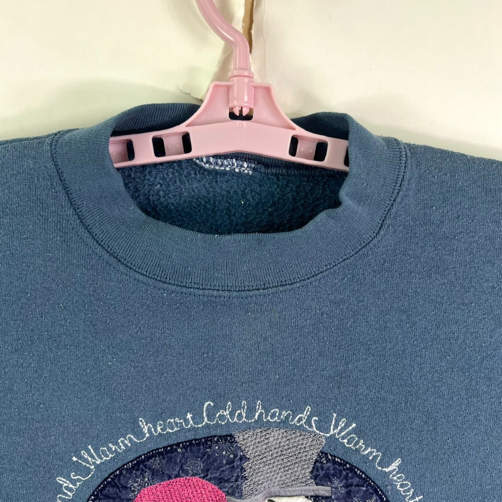 Hanes Hanes Pullover Sweatshirt Graphic Heart Embroidered Women's L Blue Size L / US 10 / IT 46 - 3 Thumbnail