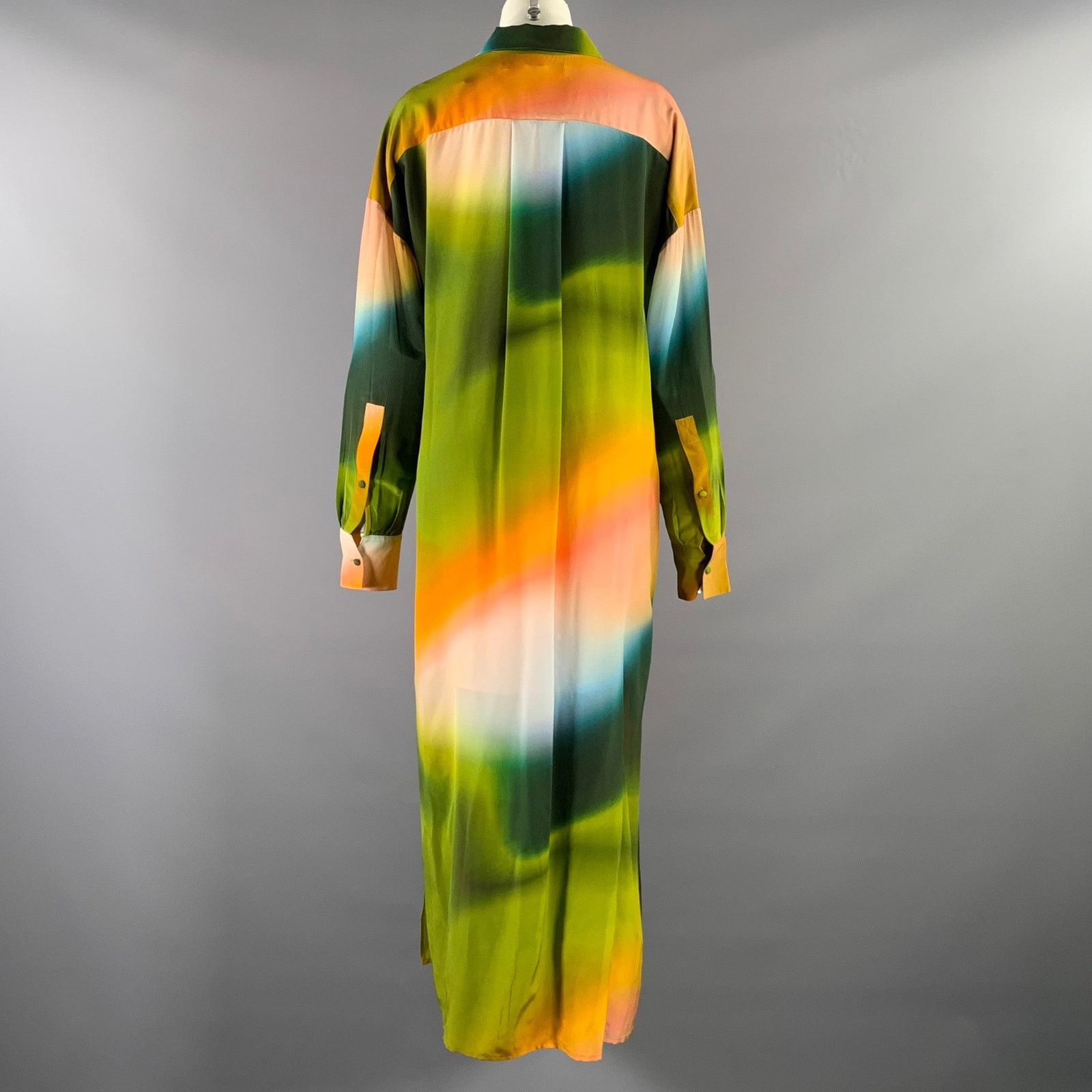 Marie Oliver MARIE OLIVER Size S Olive Orange White Silk Tunic Dress Size S / US 4 / IT 40 - 4 Thumbnail
