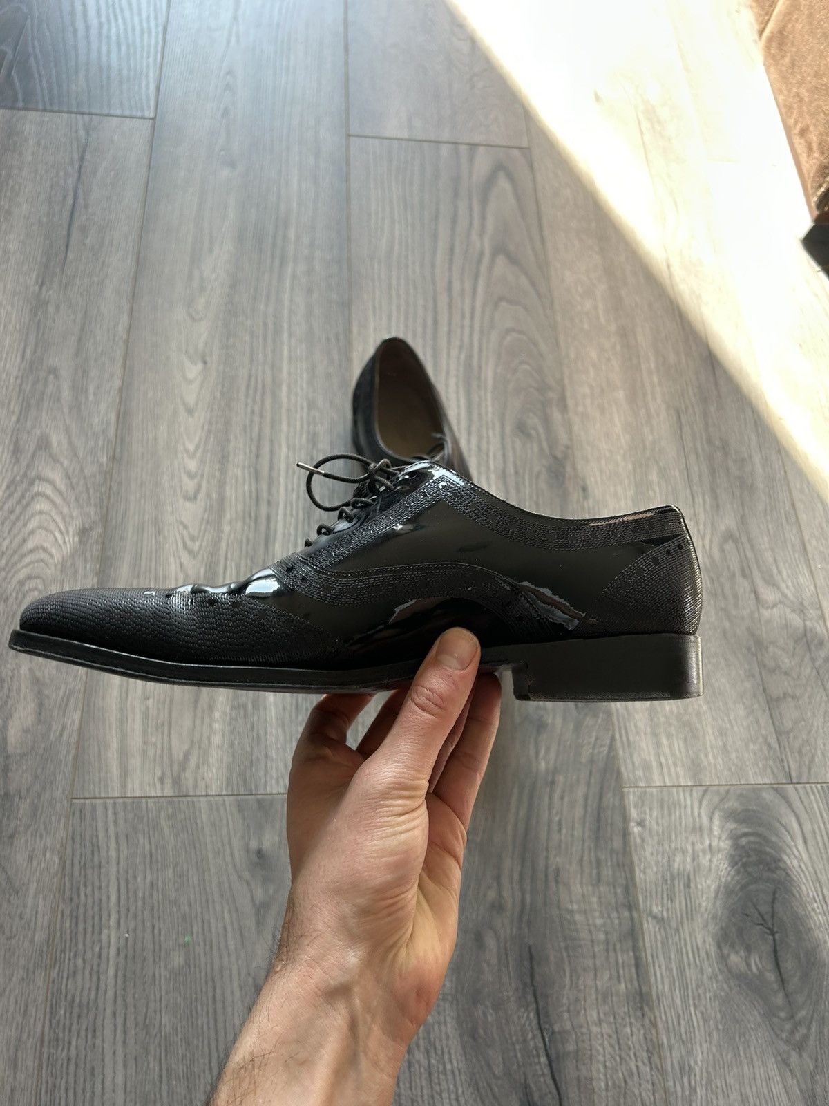 Dior Dior Homme Patent & Textured Leather Oxford Shoes Size US 8 / EU 41 - 10 Thumbnail