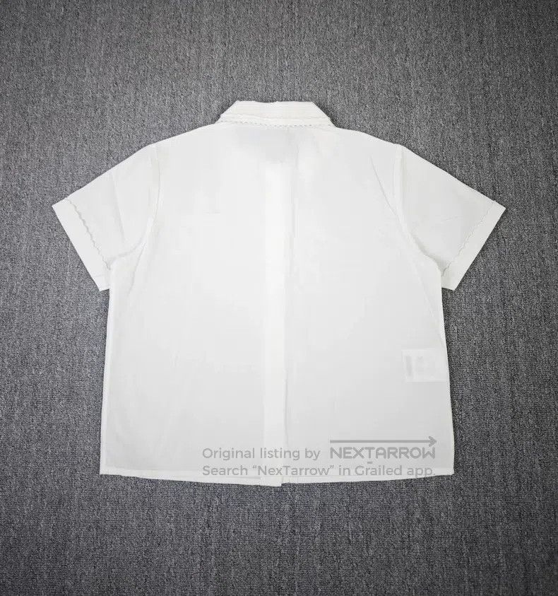 Miu Miu Miu Miu 40 Solid color round neck straight short sleeve shi Size L / US 10 / IT 46 - 2 Thumbnail