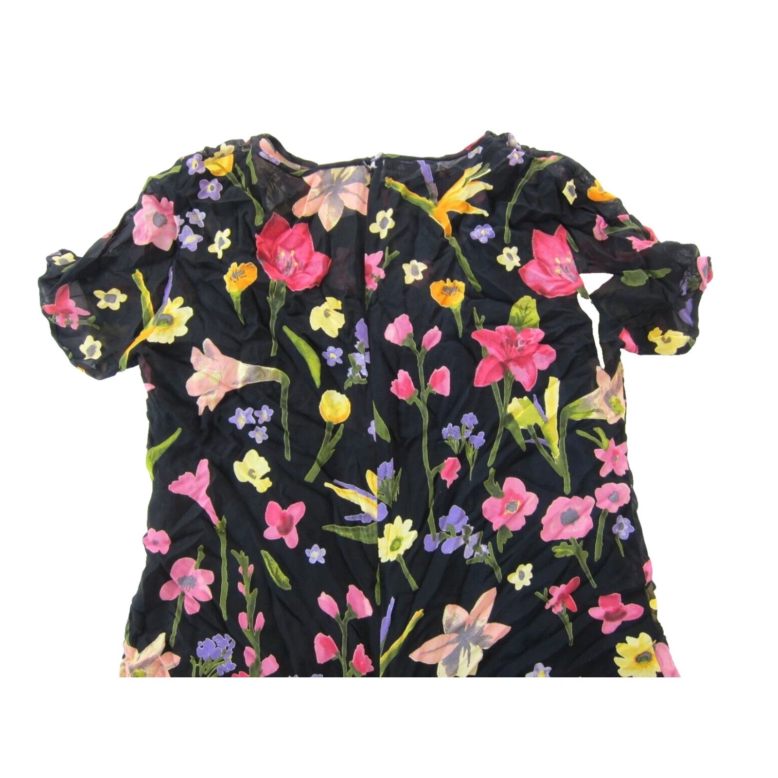 Liz Claiborne Vintage Liz Claiborne Rayon Black Pink Floral Short Sleeve Tunic Smock Dress 12 Size 34" / US 12 / IT 48 - 6 Thumbnail