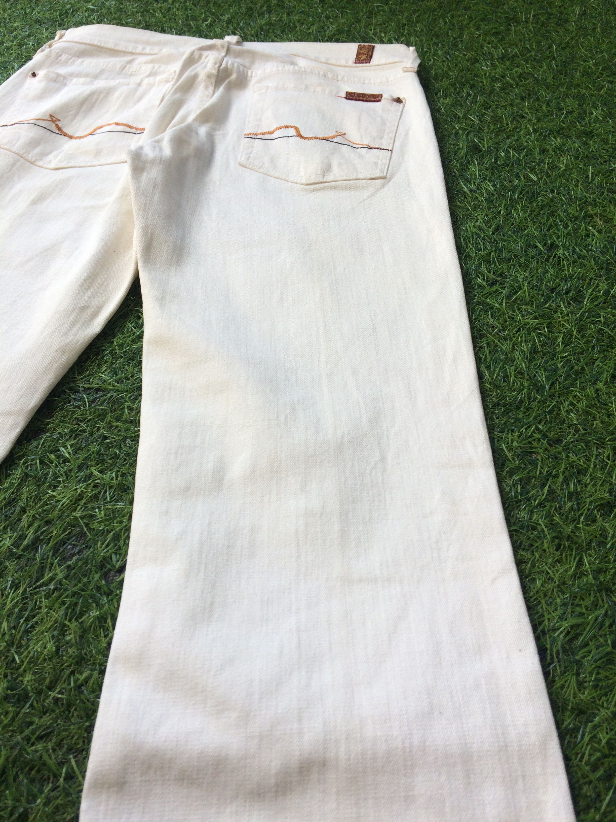 7 For All Mankind × Jean American White Denim Flare Jeans D-568 Size 25" / US 0 / IT 36 - 7 Thumbnail