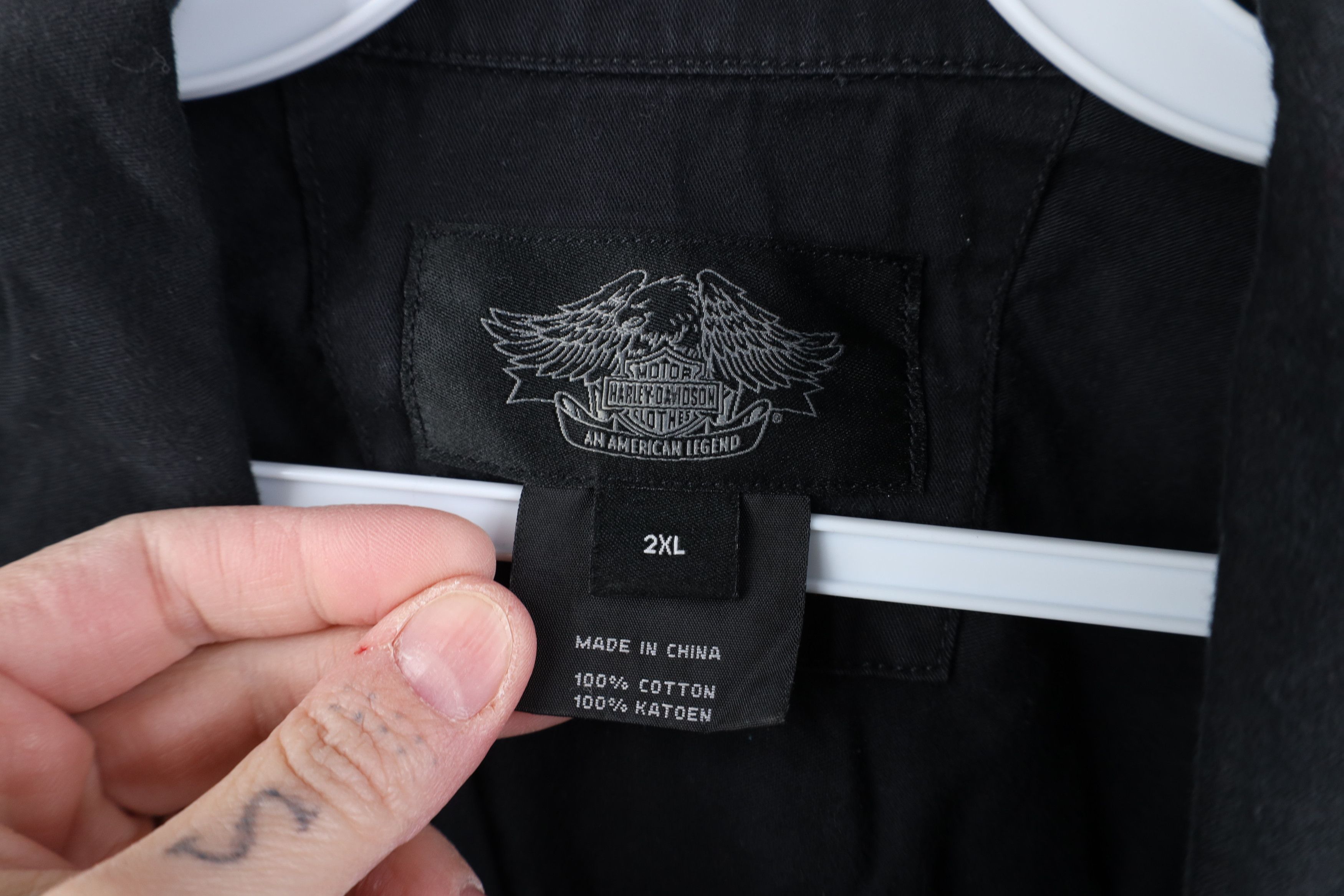 Harley Davidson Vintage Harley Davidson Spell Skull Mechanic Button Shirt Size US XXL / EU 58 / 5 - 9 Thumbnail