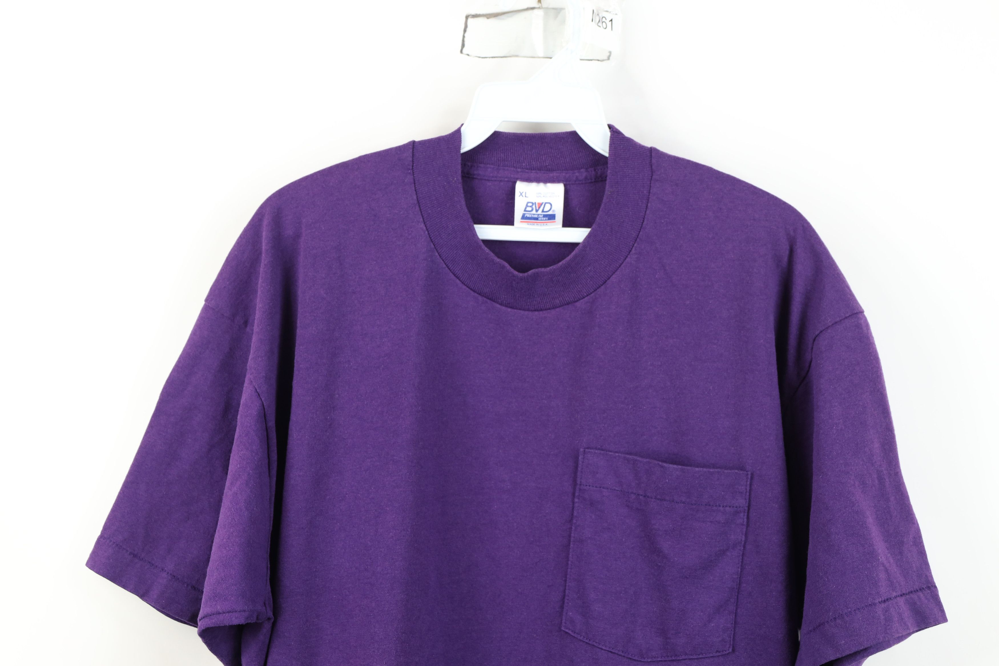 Vintage Vintage 90s Streetwear Cotton Pocket T-Shirt Purple USA Size US XL / EU 56 / 4 - 2 Thumbnail