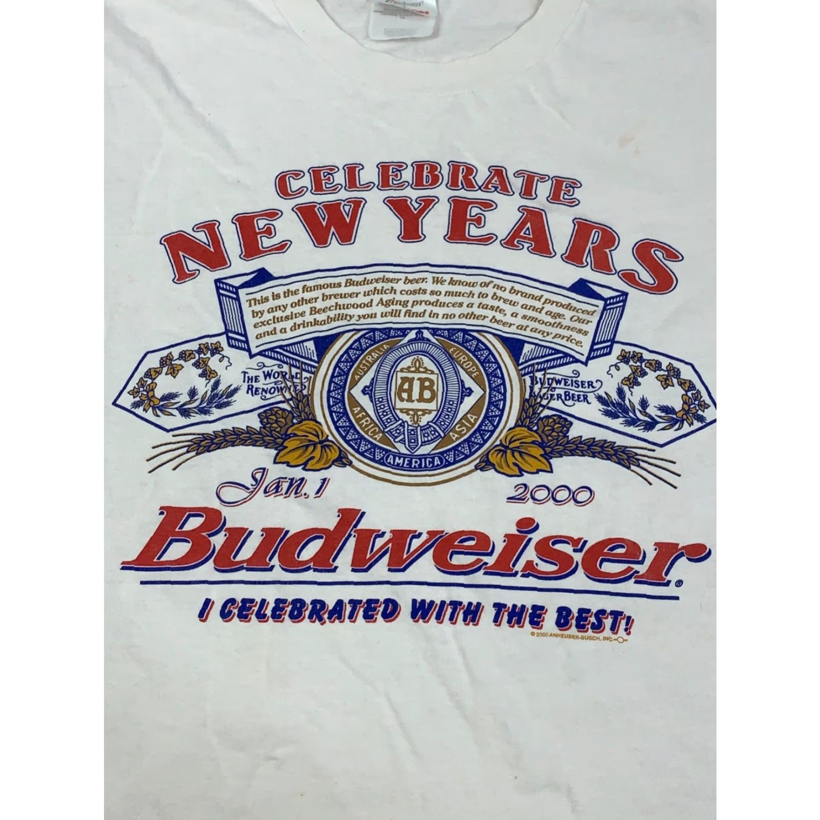Budweiser VINTAGE Budweiser Shirt Mens XL White Crew Neck Beer Y2K Size US XL / EU 56 / 4 - 3 Thumbnail