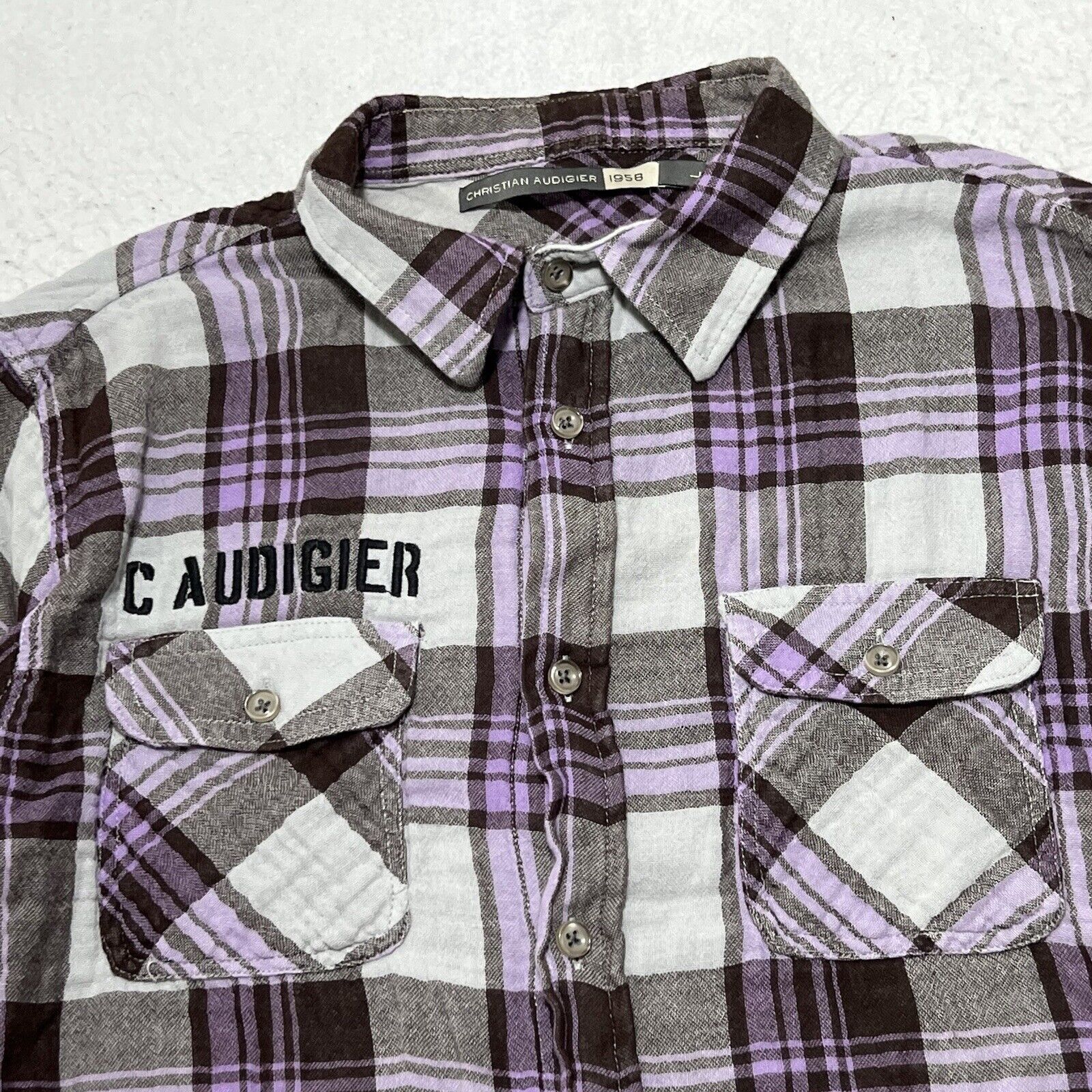 Christian Audigier Christian Audigier Plaid Button Down Long Sleeve Shirt Size L / US 10 / IT 46 - 2 Thumbnail