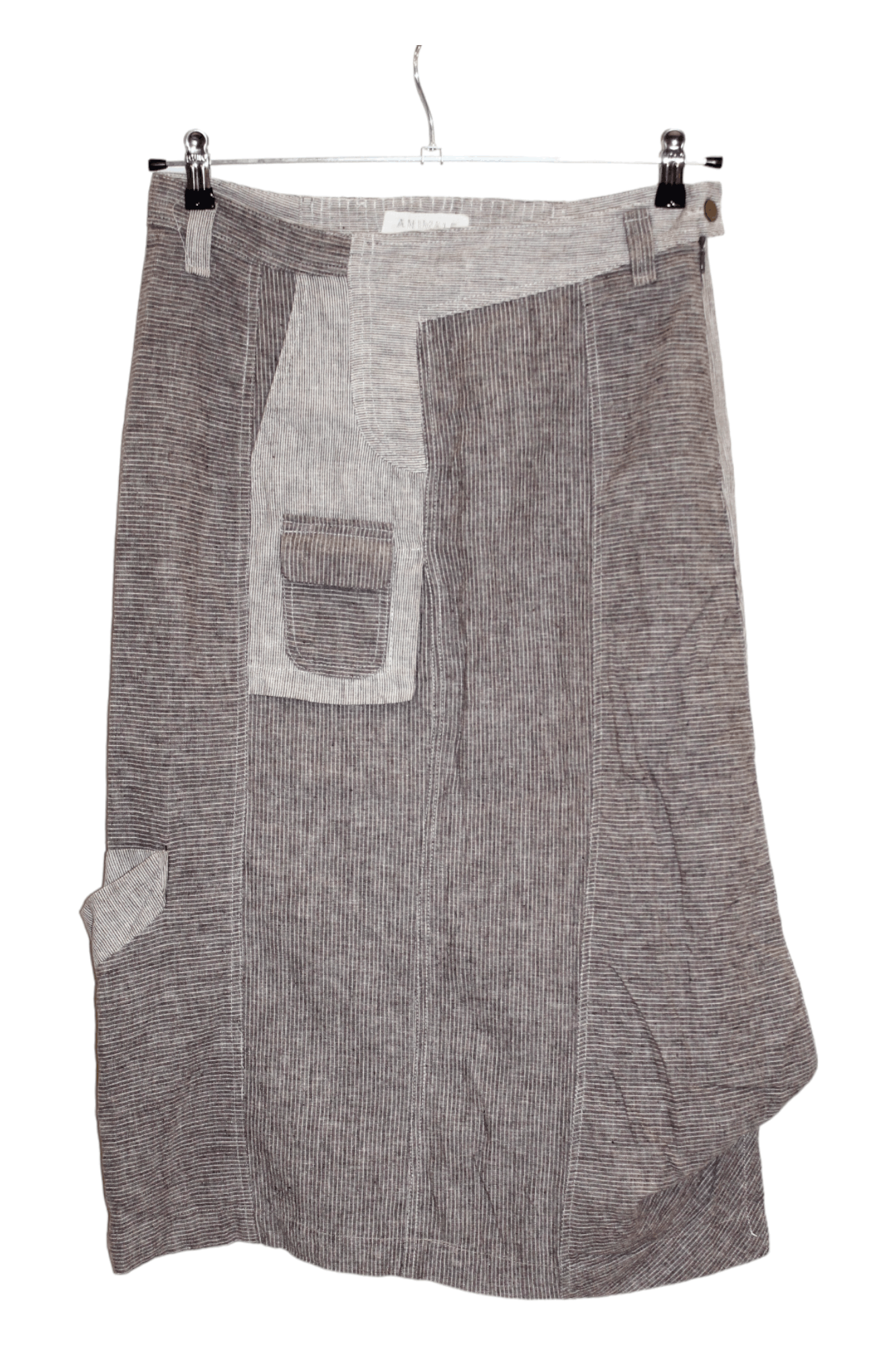 Japanese Brand Rare VTG🔥 ANIMALE Hickory Linen Cotton Asymmetric Skirt Size 30" / US 8 / IT 44 - 1 Thumbnail