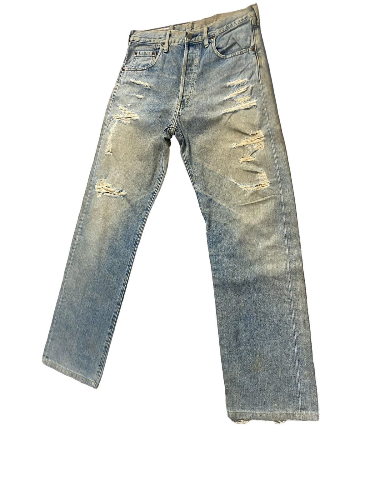 Levi's Vintage Clothing Thrashed Vintage Levis Big E 503 Ripped Denim Selvedge Japan Size US 33 - 3 Thumbnail