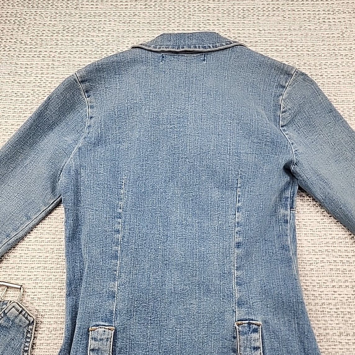Vintage VINTAGE Hot Kiss Blue Denim Mini Dress Womens M 3/4 Sleeve Belt Pockets 4 Snap Up 4 Pockets Slimming Casual Size M / US 6-8 / IT 42-44 - 6 Thumbnail