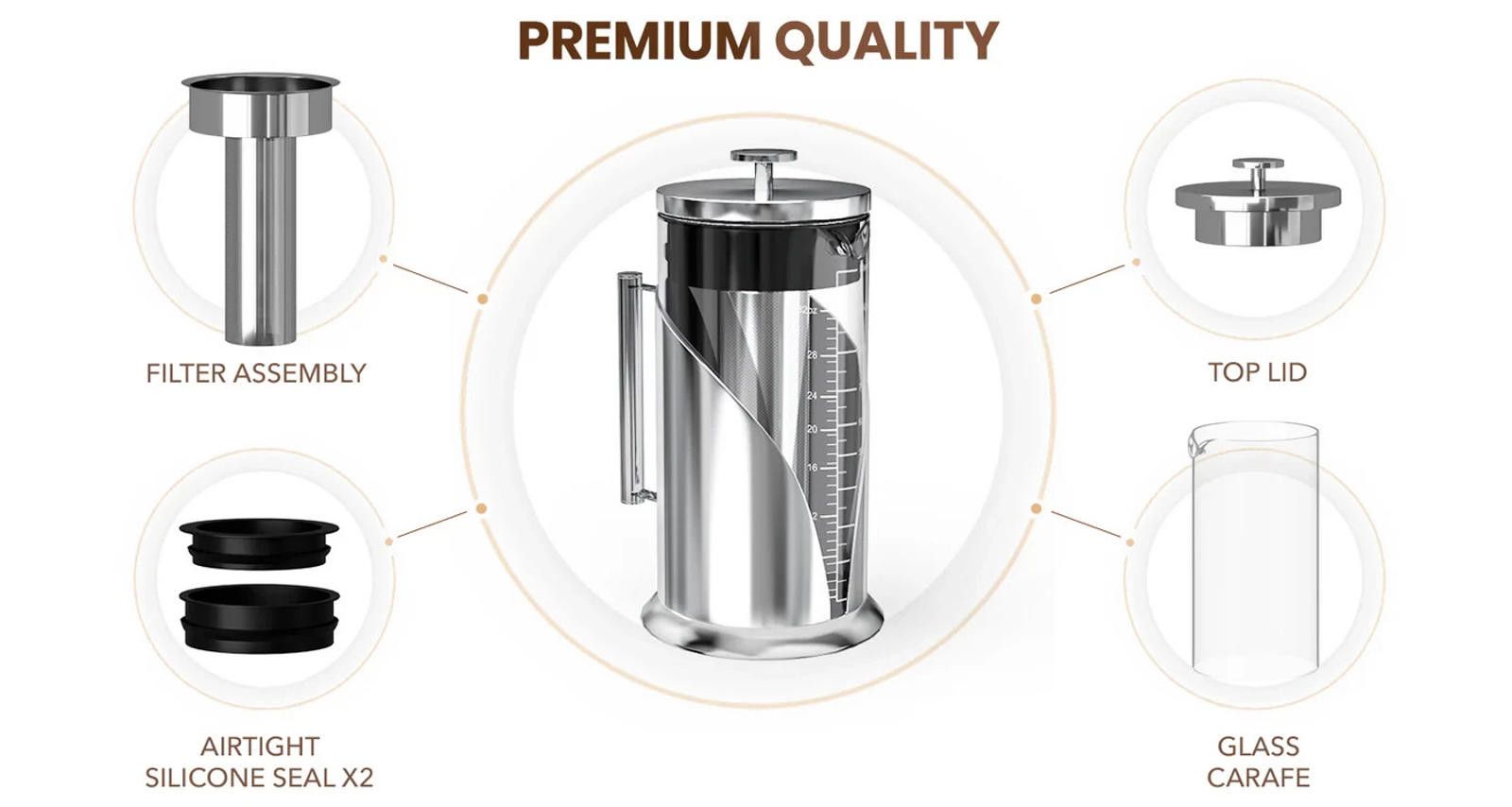 Other Cold Brew Coffee Maker Cafe du Chateau 34 oz Capacity Size ONE SIZE - 8 Thumbnail