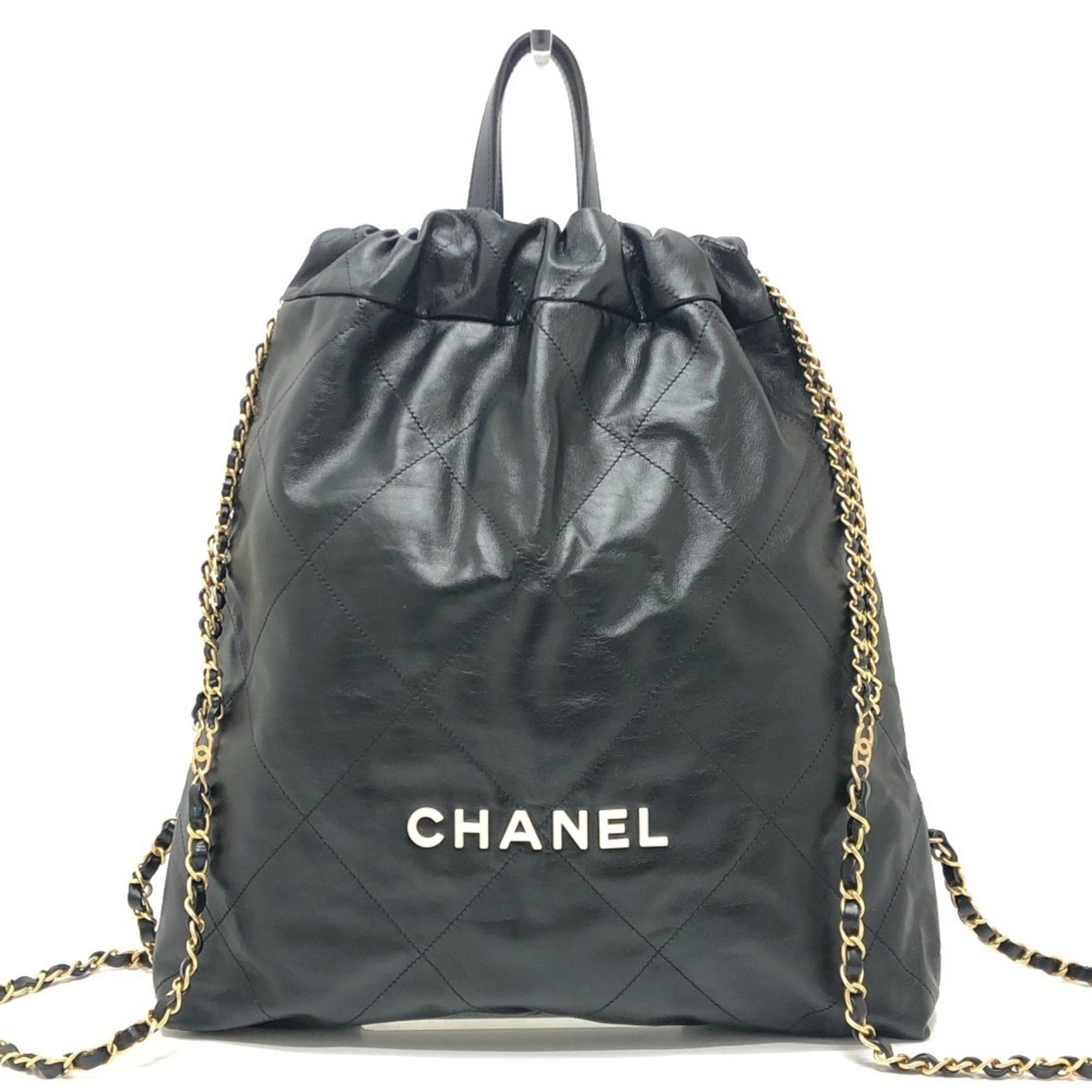 CHANEL AS3313 CHANEL22 Chain Bag 2-Way Daypack/Backpack Leather Women's Black
