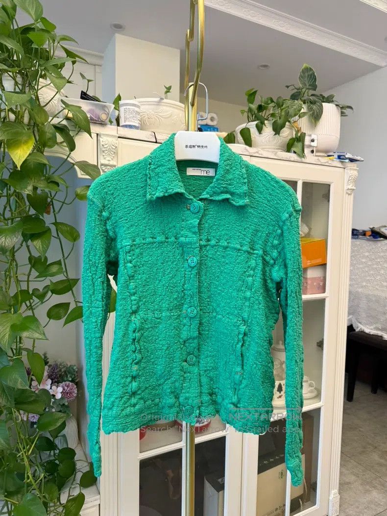 Issey Miyake Issey Miyake size:one size Cauliflower Print Blazer Green Size XXS / US 00 / IT 34 - 2 Thumbnail