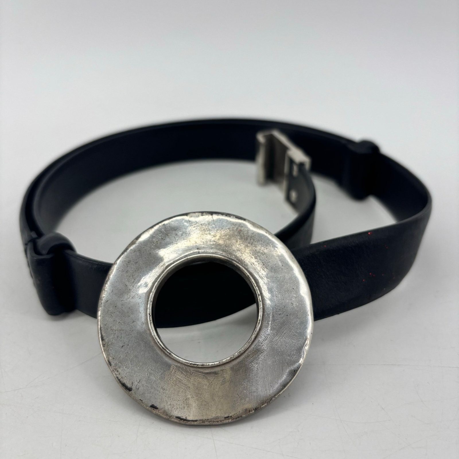 Other Chicos Womens Small Medium Black Leather Belt Circle Hook Size ONE SIZE - 2 Thumbnail