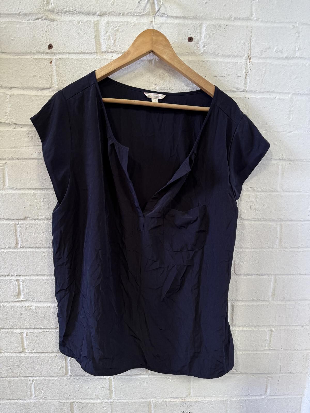 Mango Elegant Navy Blue Blouse by Mango Size XL / US 12-14 / IT 48-50 - 1 Thumbnail