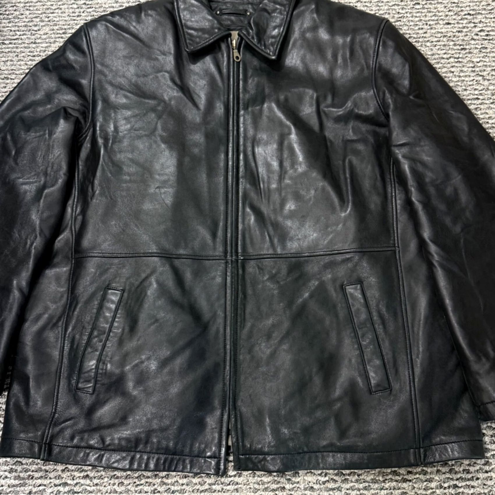 Vintage VINTAGE Reed Leather Jacket Mens 48L Black Motorcycle Lined Zip Soft Biker Sport coat Size US M / EU 48-50 / 2 - 2 Thumbnail
