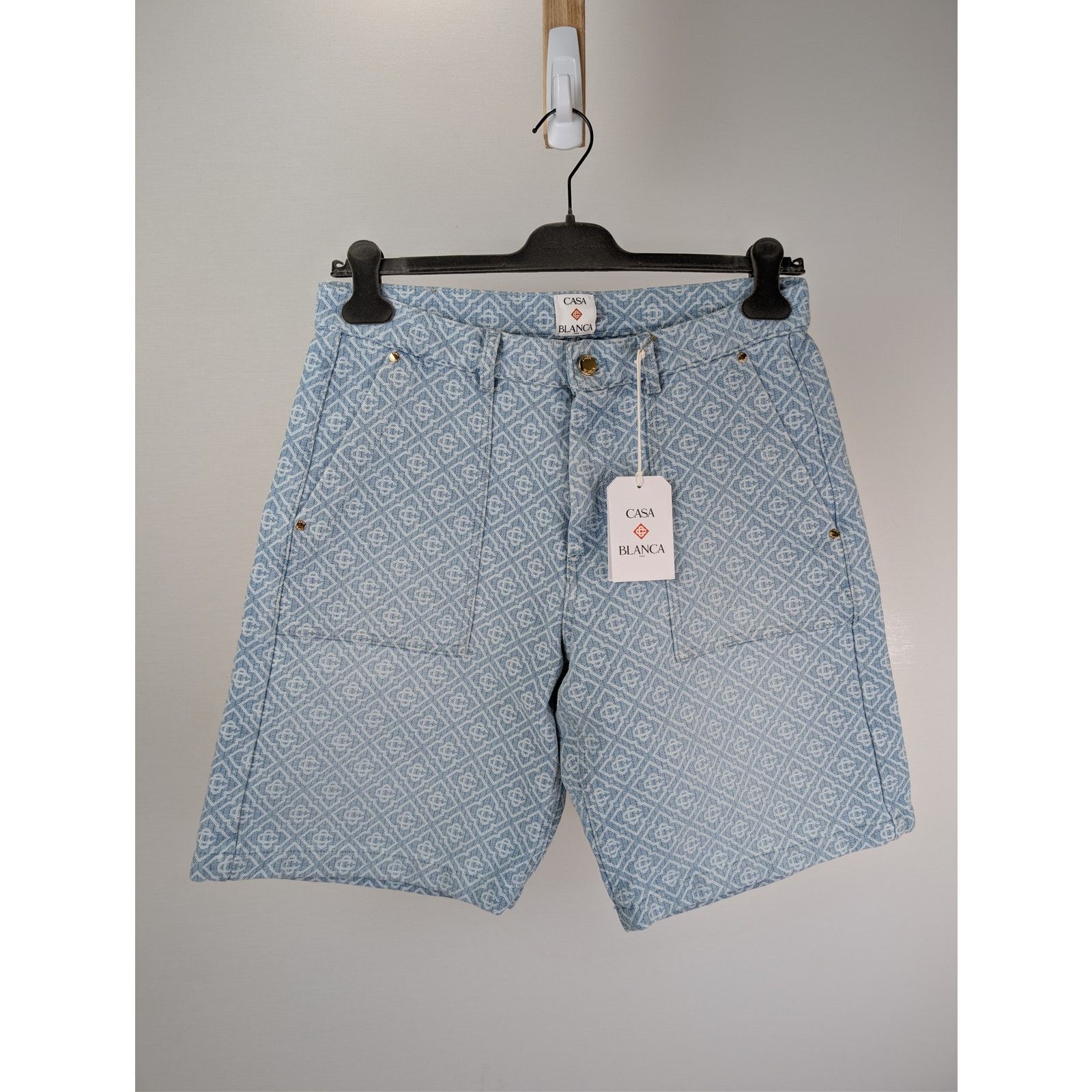 Casablanca o1rshd1 Denim Relaxed Monogram Denim Shorts in Washed Blue Size US 32 / EU 48 - 8 Thumbnail