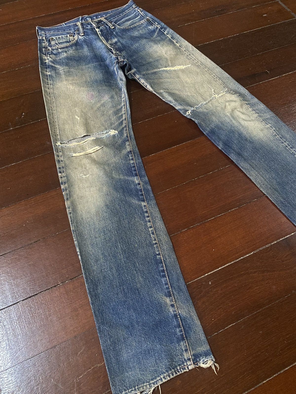 Denime Vintage denime Distress Mud wash Denim Selvedge Jeans Size US 29 - 9 Thumbnail