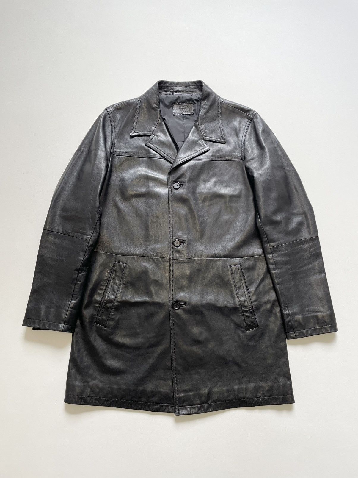 Prada A/W 06 Black Leather Overcoat Size US M / EU 48-50 / 2 - 2 Thumbnail