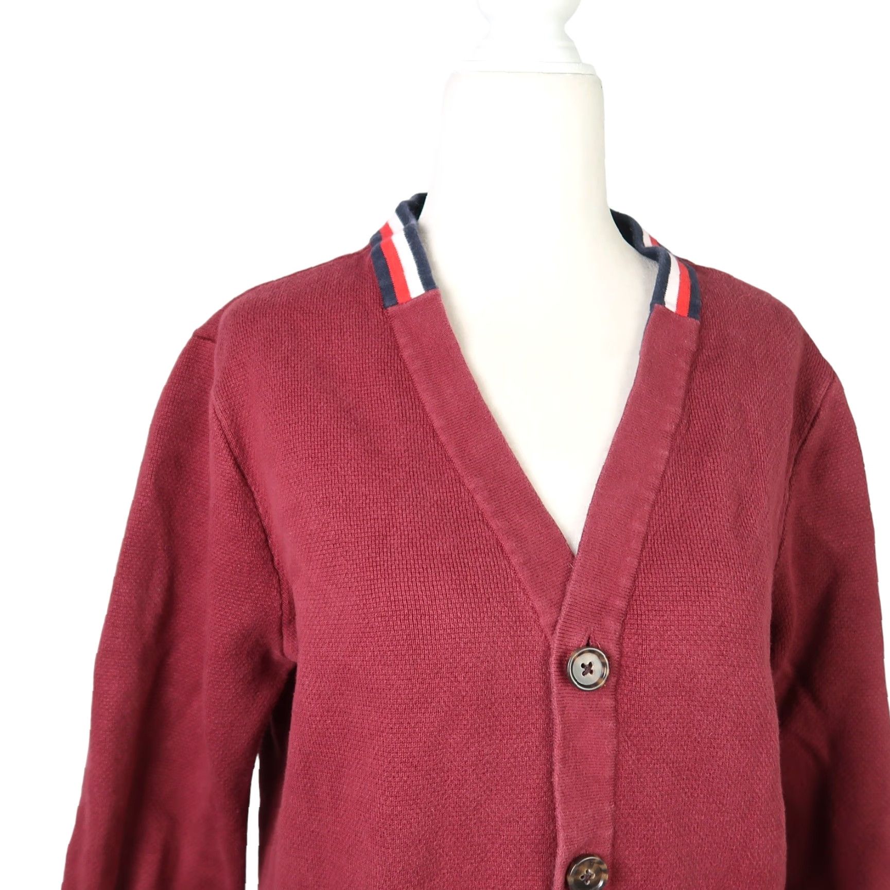 Tommy Hilfiger VINTAGE Tommy Hilfiger Cardigan Sweater Women M Burgundy Red Cotton Long Sleeve Size M / US 6-8 / IT 42-44 - 2 Thumbnail