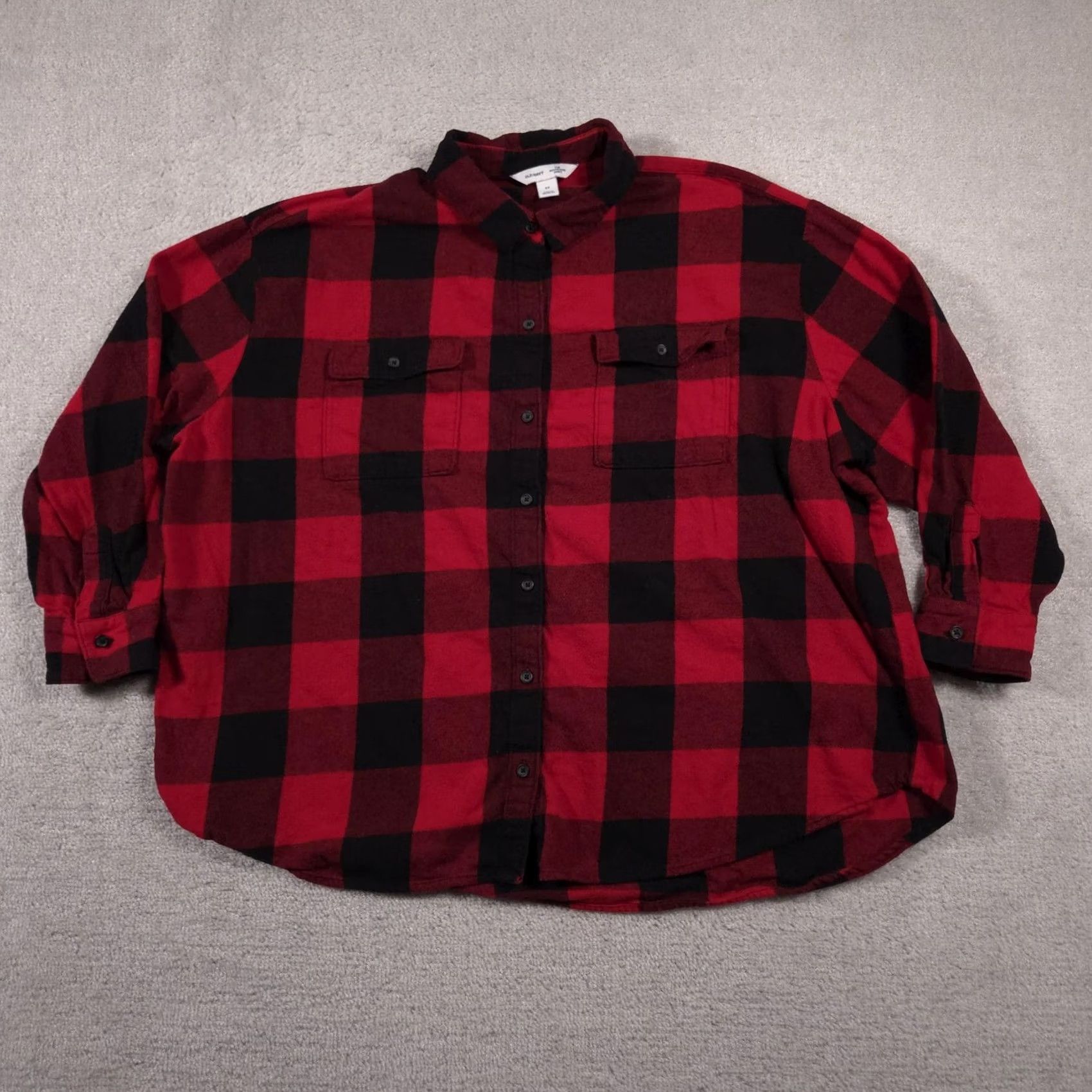 Old Navy VINTAGE Old Navy Shirt Womens 2X Red Black Buffalo Plaid Flannel Boyfriend Button Up Size XXL / US 16-18 / IT 52-54 - 2 Thumbnail