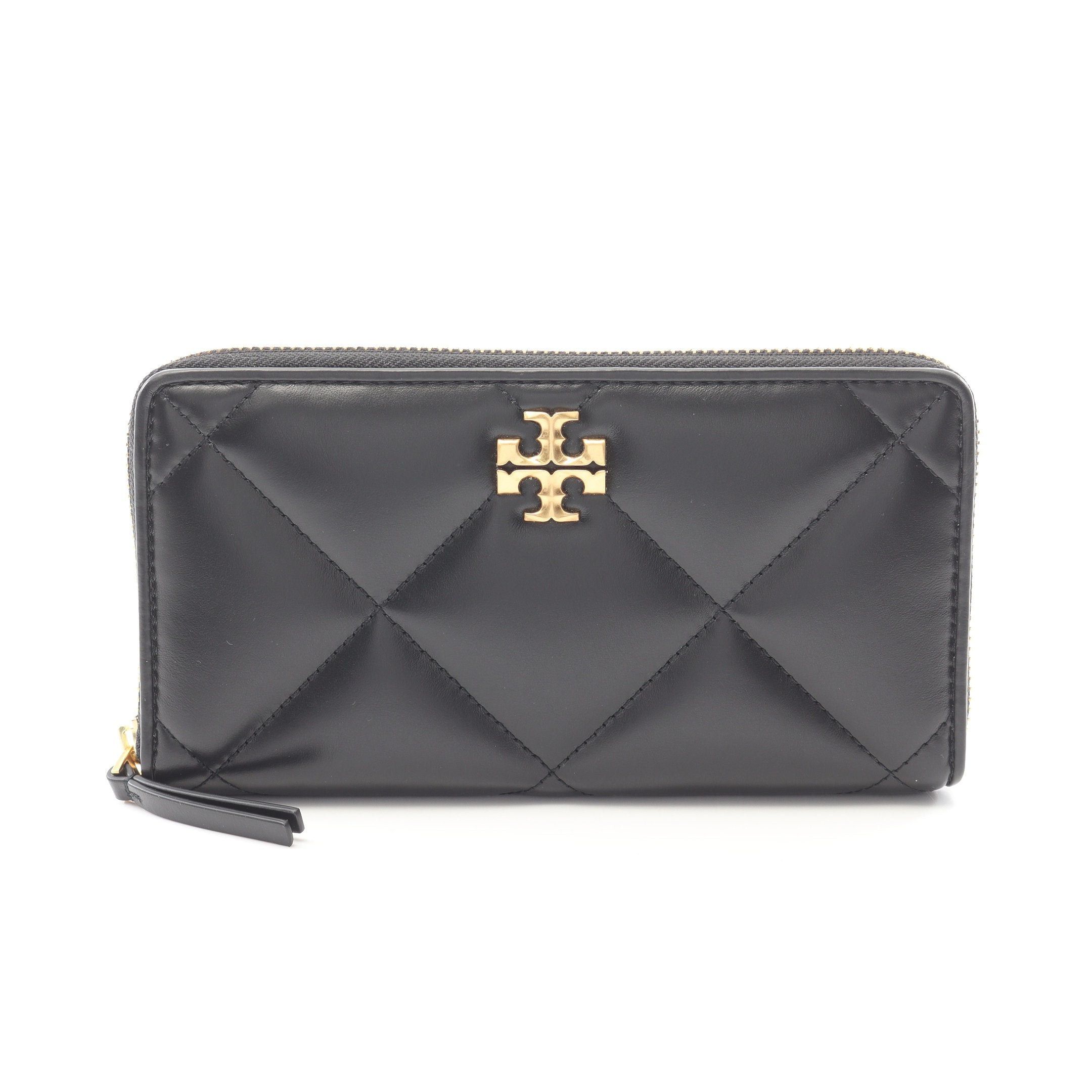 Tory Burch Tory Burch Kira Chevron Continental Wallet Round Zipper Long Leather Black Size ONE SIZE - 1 Thumbnail