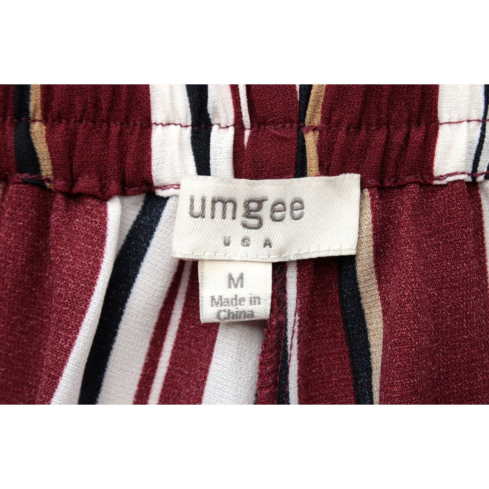 Vintage UMGEE Red Boho Palazzo Pants Wide Leg Drawstring Elastic Waist M Women's Medium Pants Size 32" / US 10 / IT 46 - 7 Thumbnail