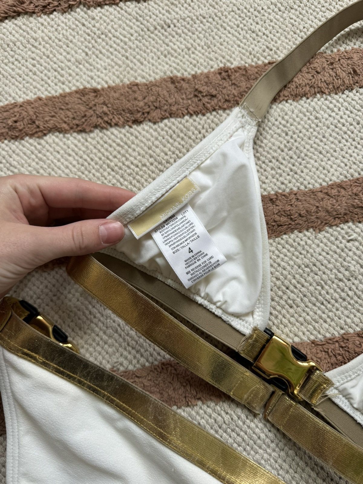 Michael Kors MICHAEL KORS GOLD/WHITE AVANT GARDE BIKINI SWIMSUIT Size ONE SIZE - 5 Thumbnail
