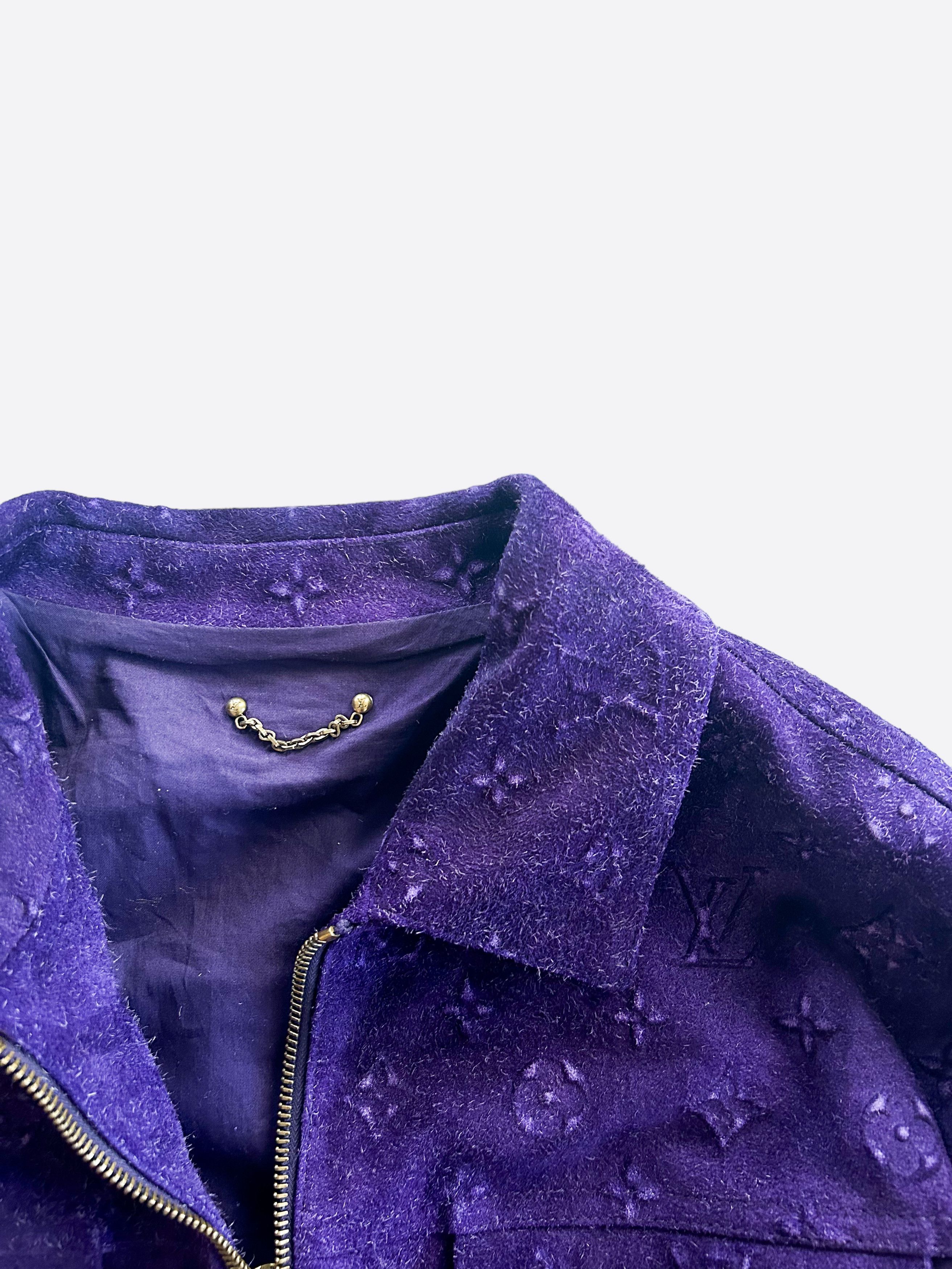 Louis Vuitton Louis Vuitton Purple Embossed Monogram Suede Workwear Jacket Size US XXL / EU 58 / 5 - 3 Thumbnail