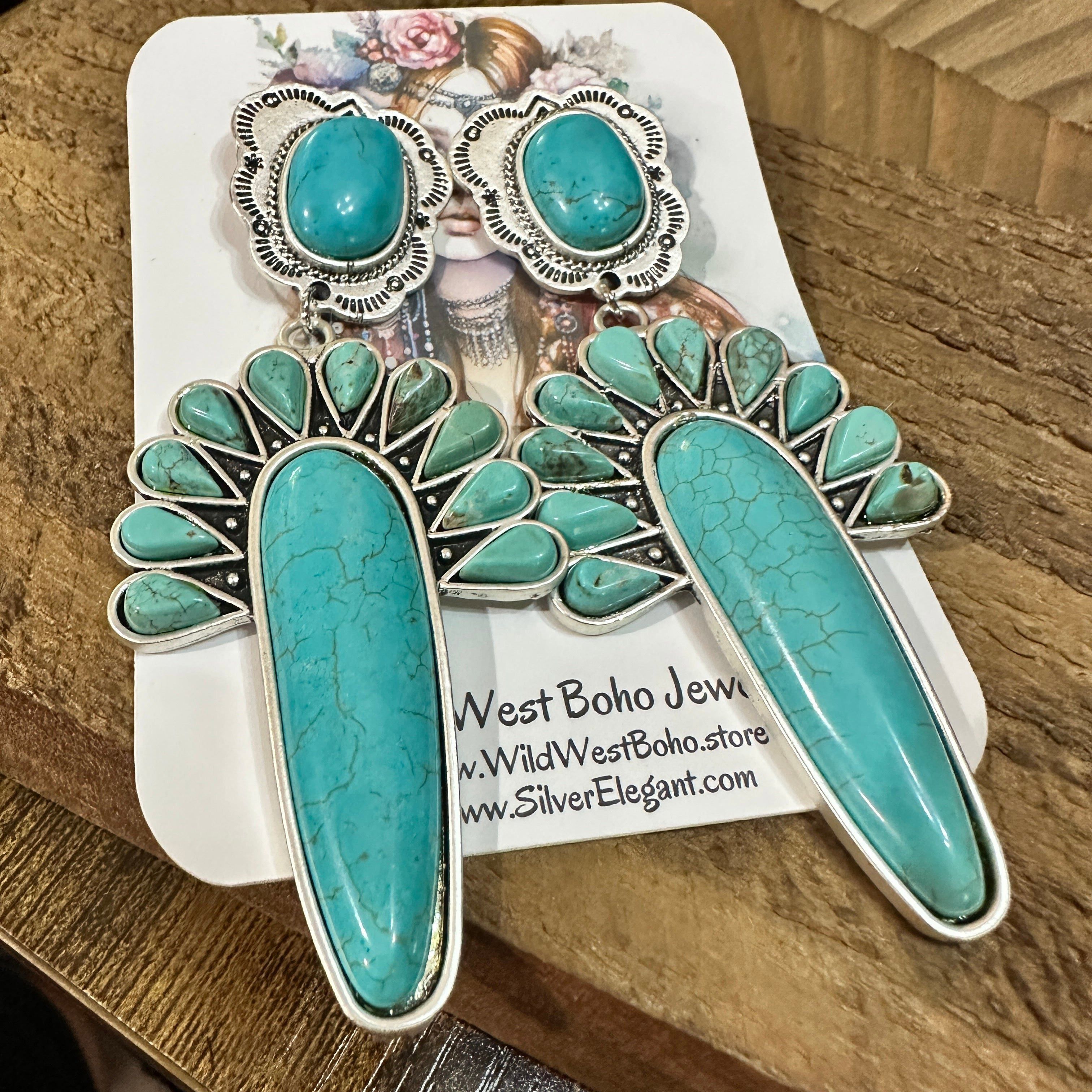 Other Navajo Turquoise Post Earrings, Big Bold Style, Boho Southwe Size ONE SIZE - 7 Thumbnail