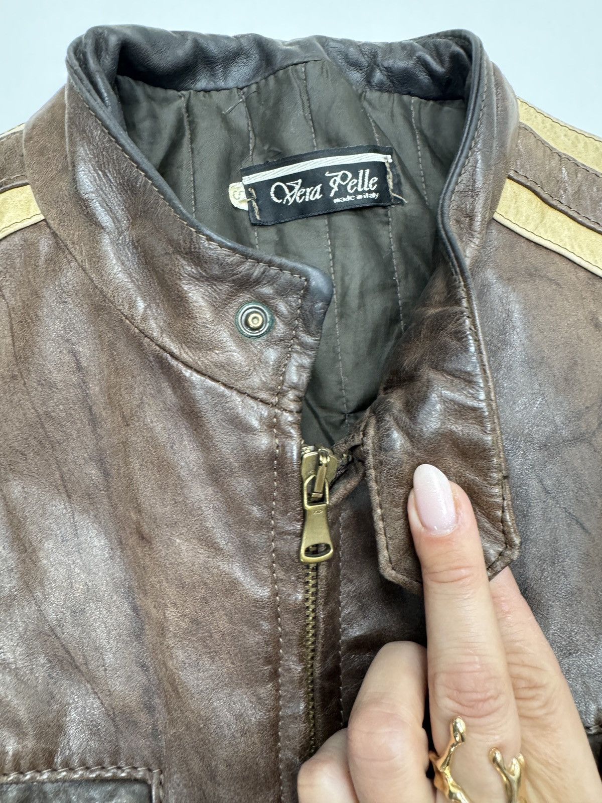 Vera Pelle Vintage biker jacket for men Size US S / EU 44-46 / 1 - 5 Thumbnail
