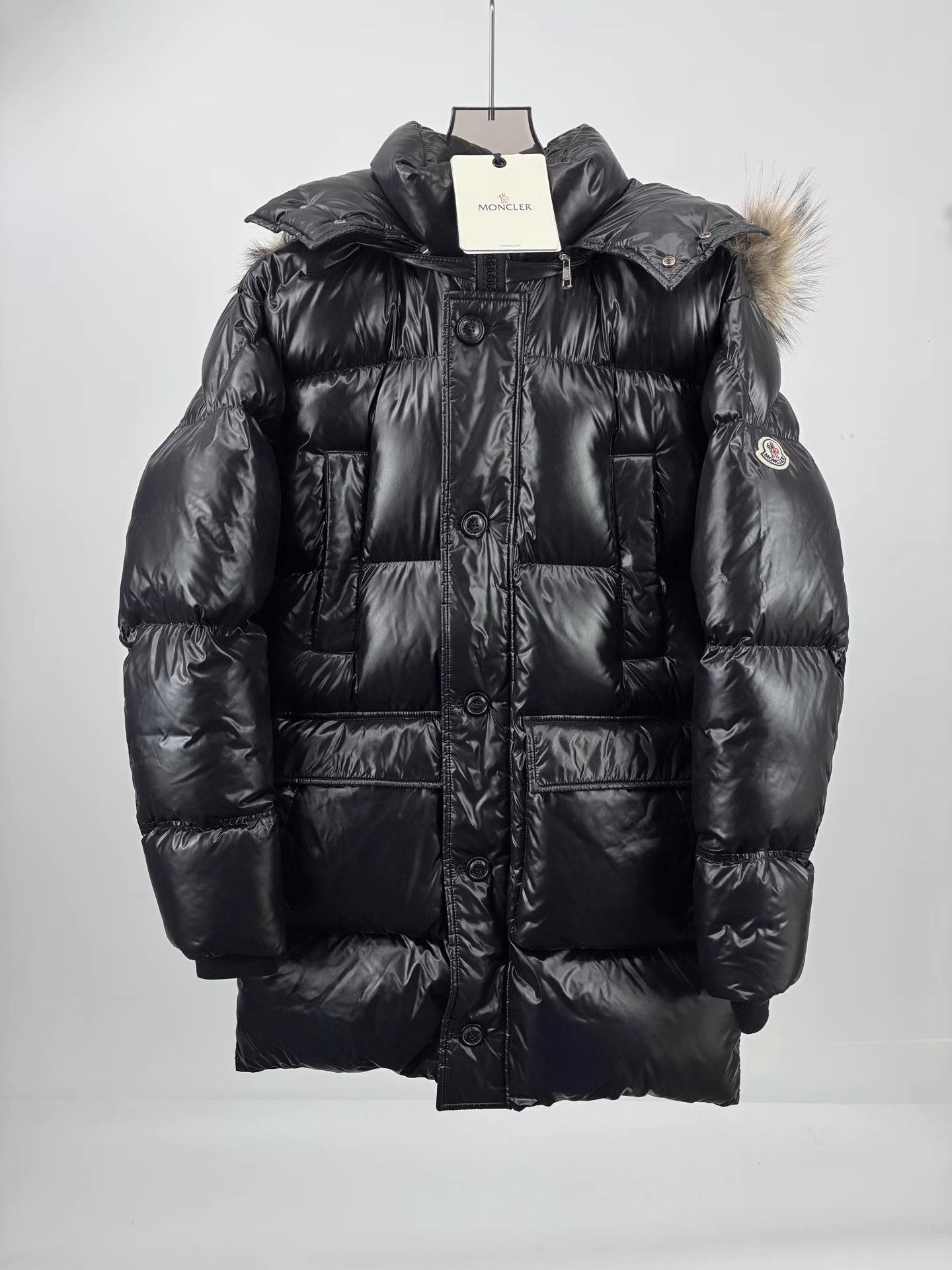 Moncler MONCLER MARCK Long Shiny Down Jacket with Fur Hood Size US S / EU 44-46 / 1 - 1 Thumbnail
