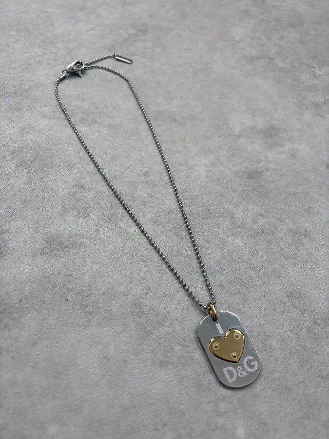 Dolce & Gabbana Dolce & Gabbana Guilded Heart Dog Tag Necklace Size ONE SIZE - 3 Thumbnail