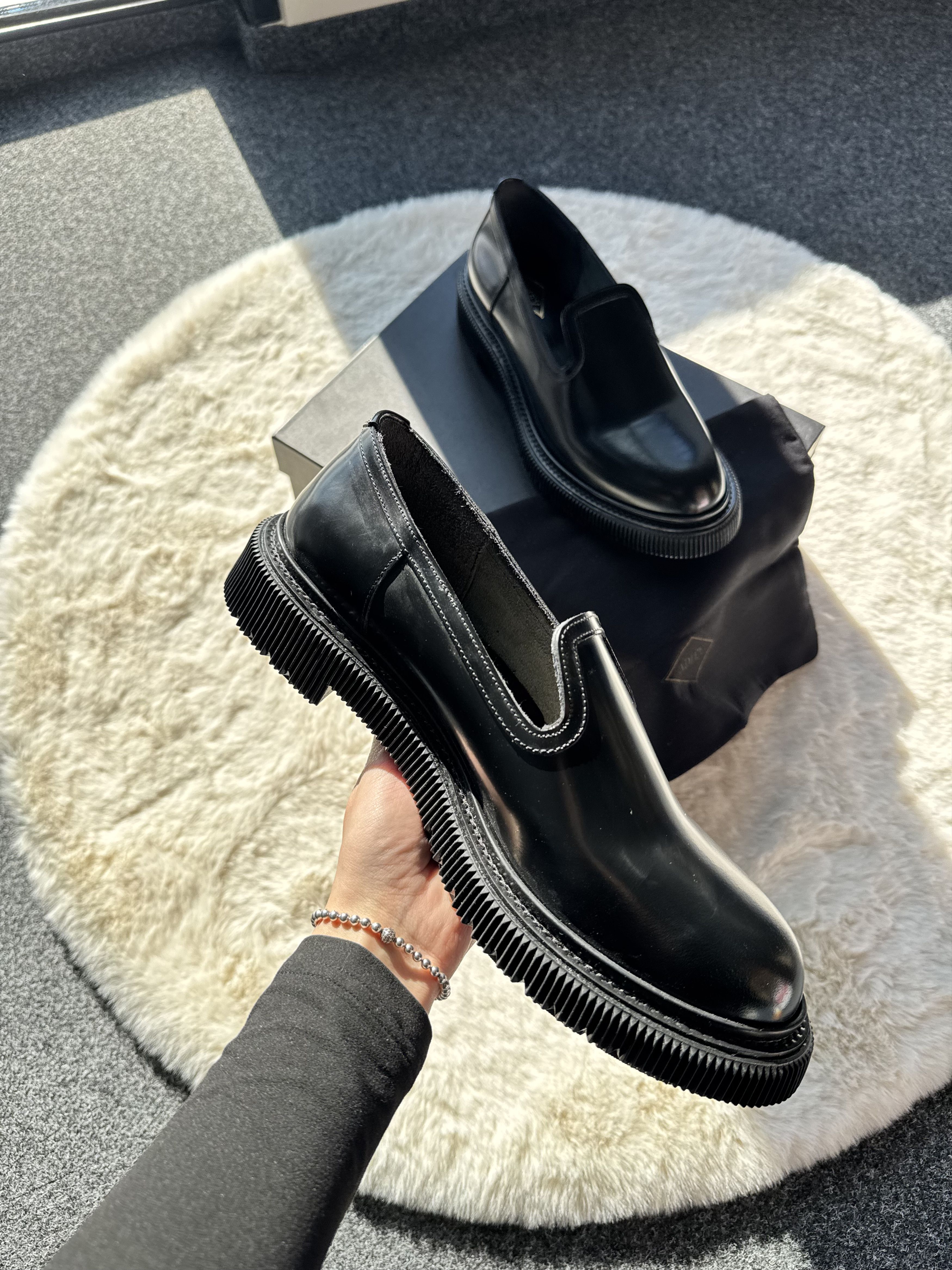 Adieu Paris Adieu Paris Type 215 - Black leather slip-on moccasins Size US 11 / EU 44 - 5 Thumbnail