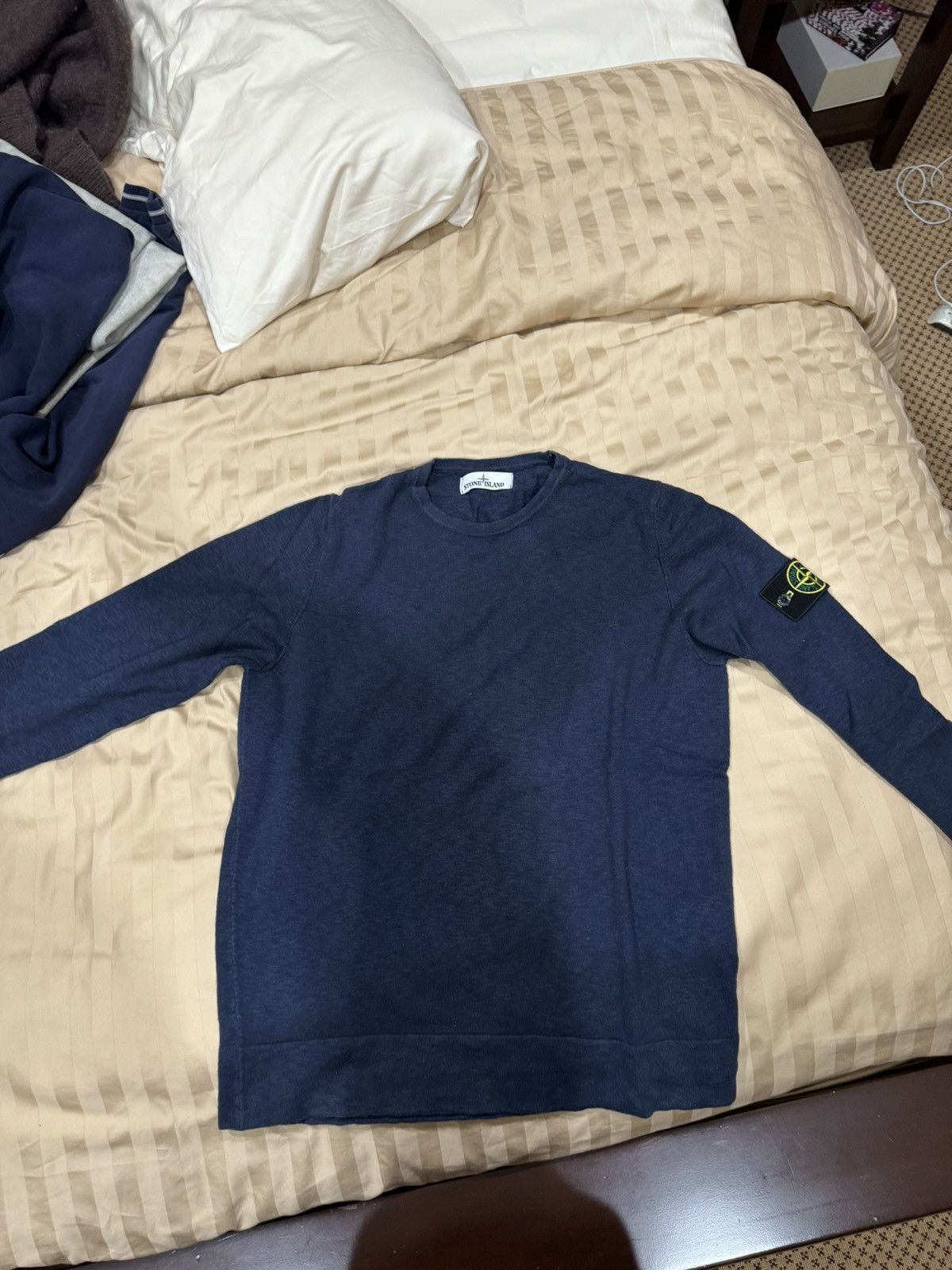 Stone Island blue wool cotton sweater