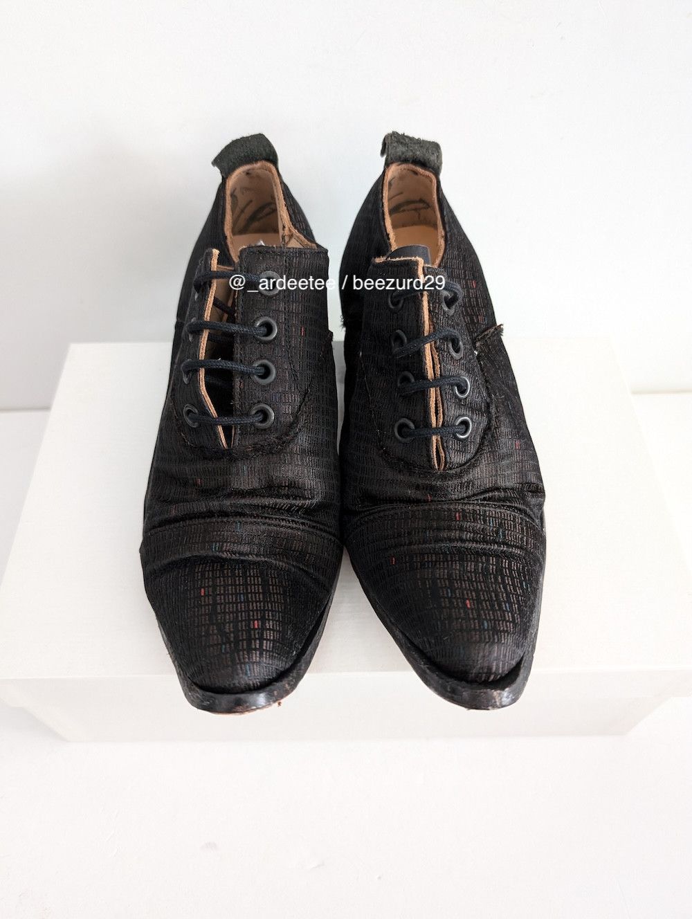 Paul Harnden Shoemakers *NEW* BLACK LACE AND LEATHER HEELED DERBY Size US 6 / IT 36 - 4 Thumbnail