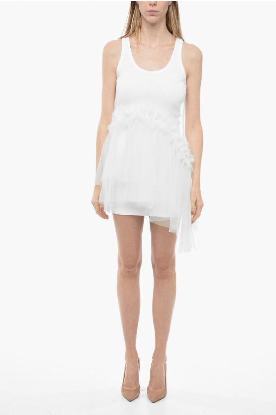 MSGM og1mm0724 Double Layered Tank Dress in White Size S / US 4 / IT 40 - 1 Thumbnail