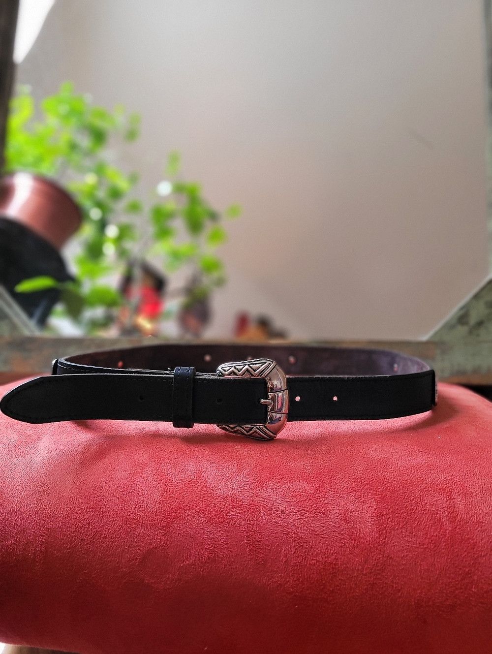 Vintage Vintage Real Leather Silver Embellished Western Belt M/L Size ONE SIZE - 5 Thumbnail