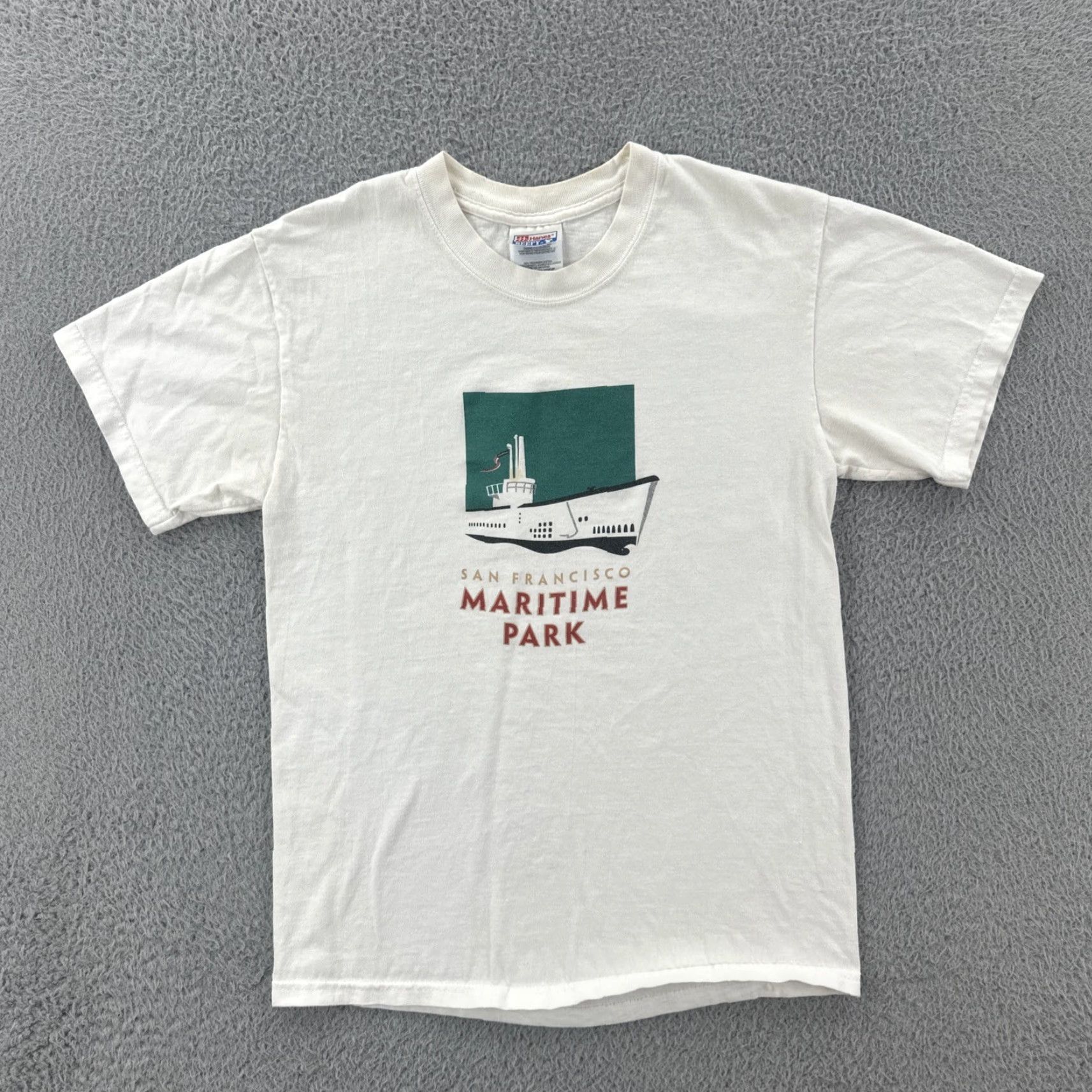 Hanes VINTAGE Hanes Beefy-T Shirt Adult S White Men 90s California USA San Francisco Maritime Park Short Sleeve Crew Neck Shirts Size US S / EU 44-46 / 1 - 2 Thumbnail