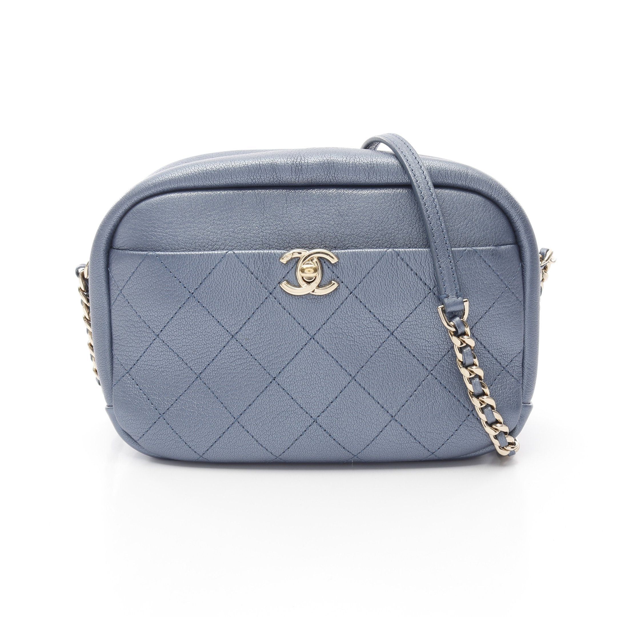 Chanel Chanel Matelasse Coco Mark Chain Shoulder Bag Leather Blue Gray Gold Hardware Size ONE SIZE - 1 Thumbnail