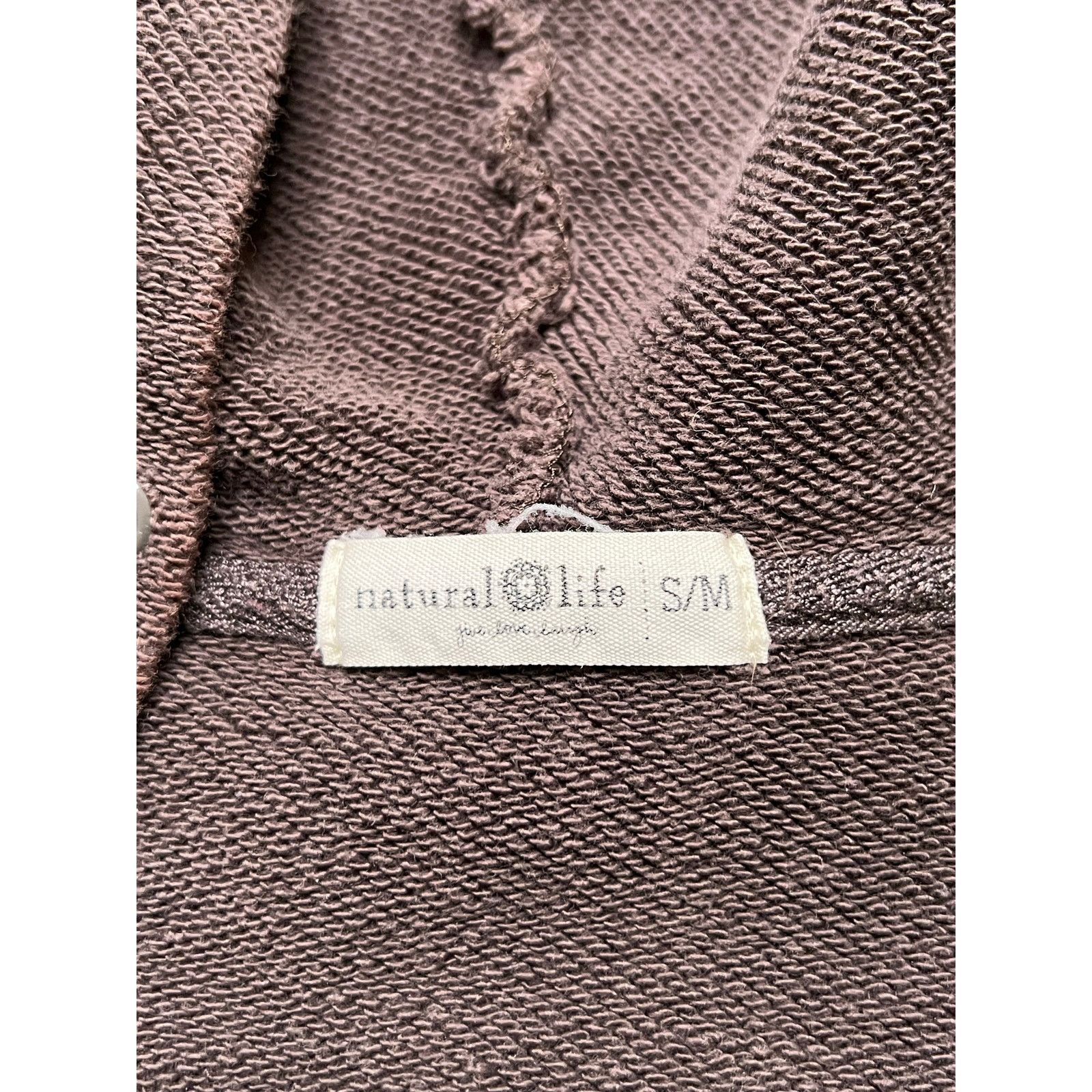 Vintage Natural Life Raw Edge Hoodie Brown S/M Boho Pullover Cotton Size M / US 6-8 / IT 42-44 - 6 Thumbnail