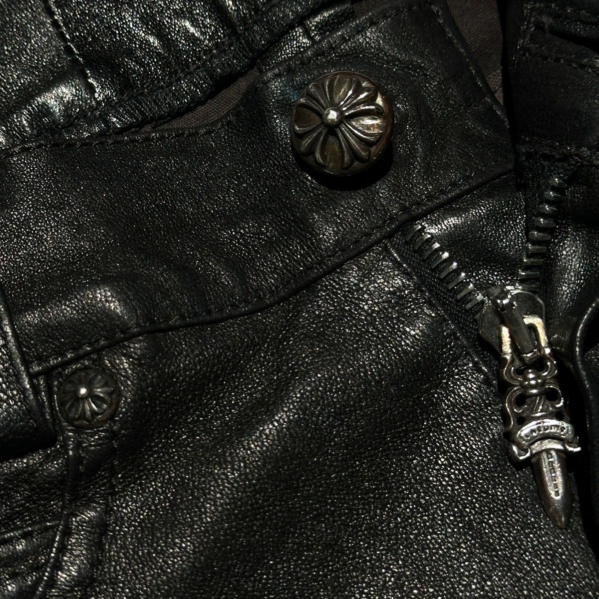 Chrome Hearts Leather fleur stretch pants Size 25" / US 0 / IT 36 - 3 Thumbnail